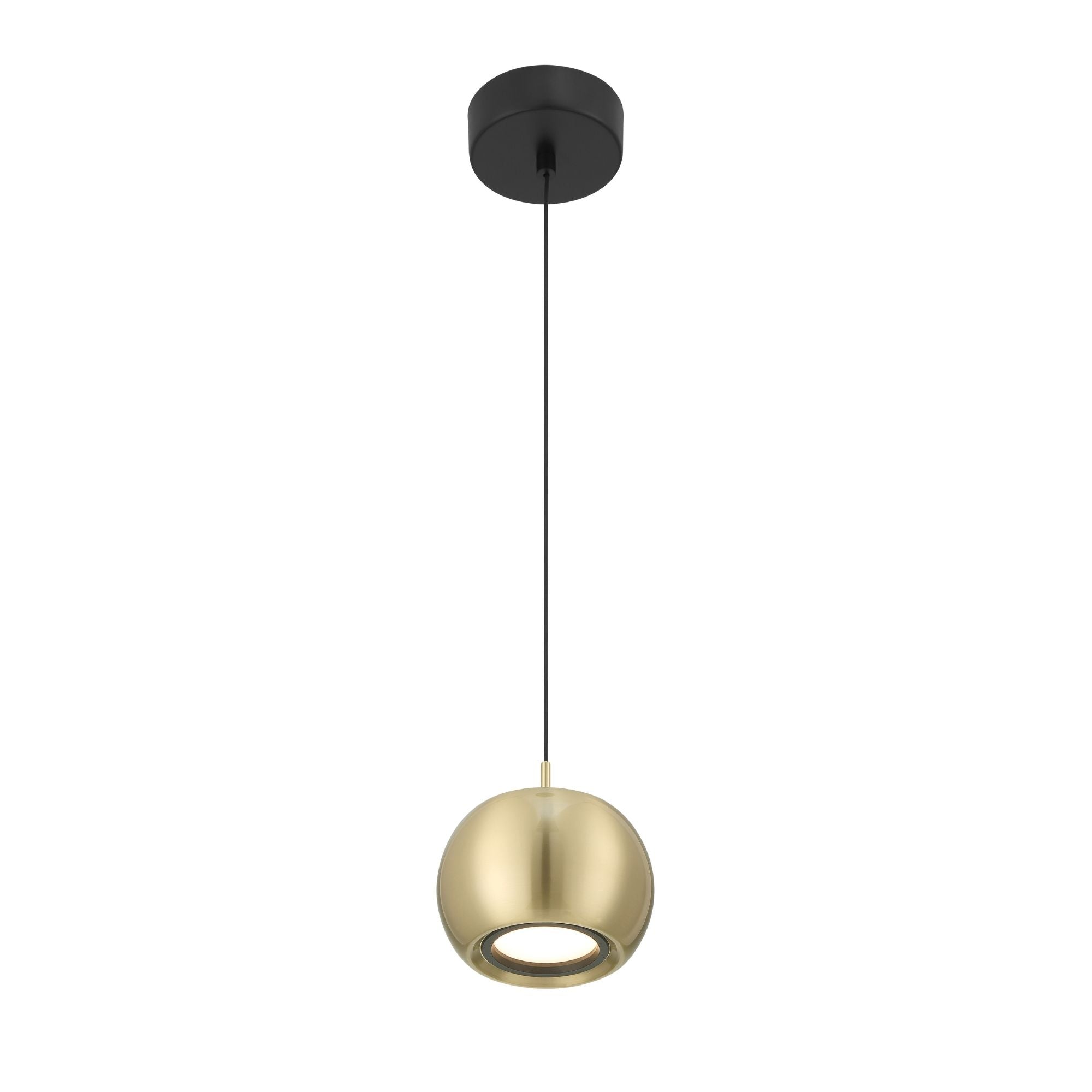 George Kovacs Halo 6 in. LED Pendant, Coal and Brushed Gold, Metal Shade