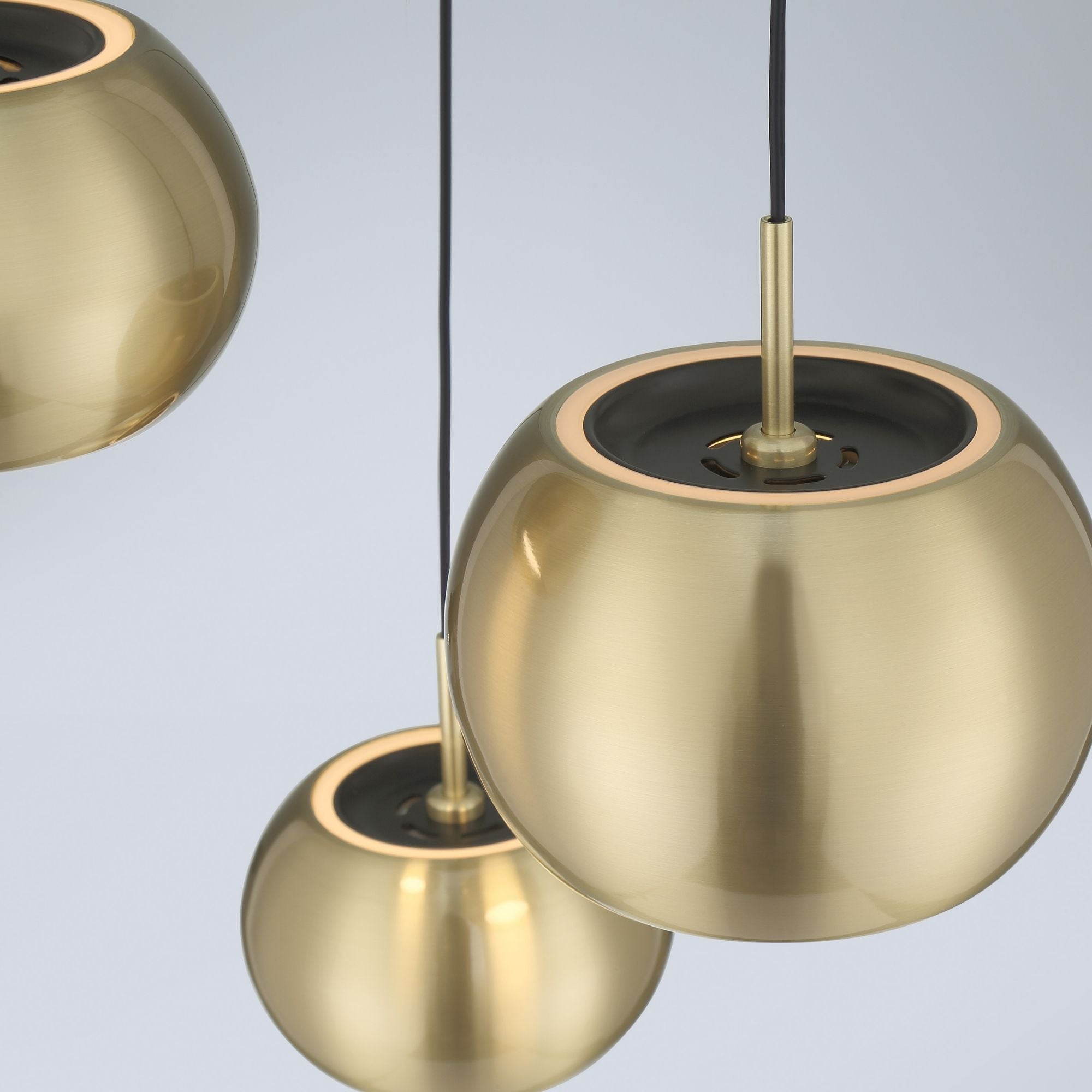 George Kovacs Halo 13.25 in. 3-Light Pendant, Coal and Brushed Gold