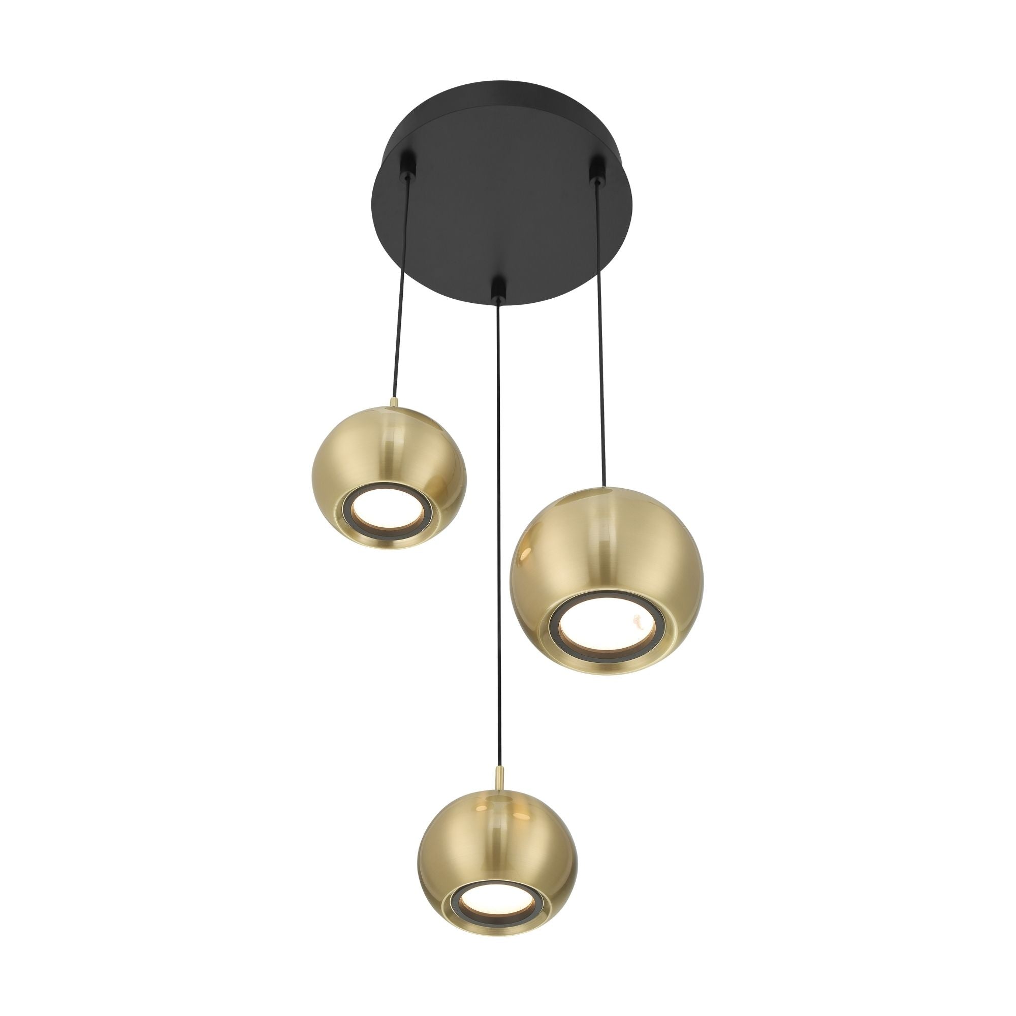George Kovacs Halo 13.25 in. 3-Light Pendant, Coal and Brushed Gold