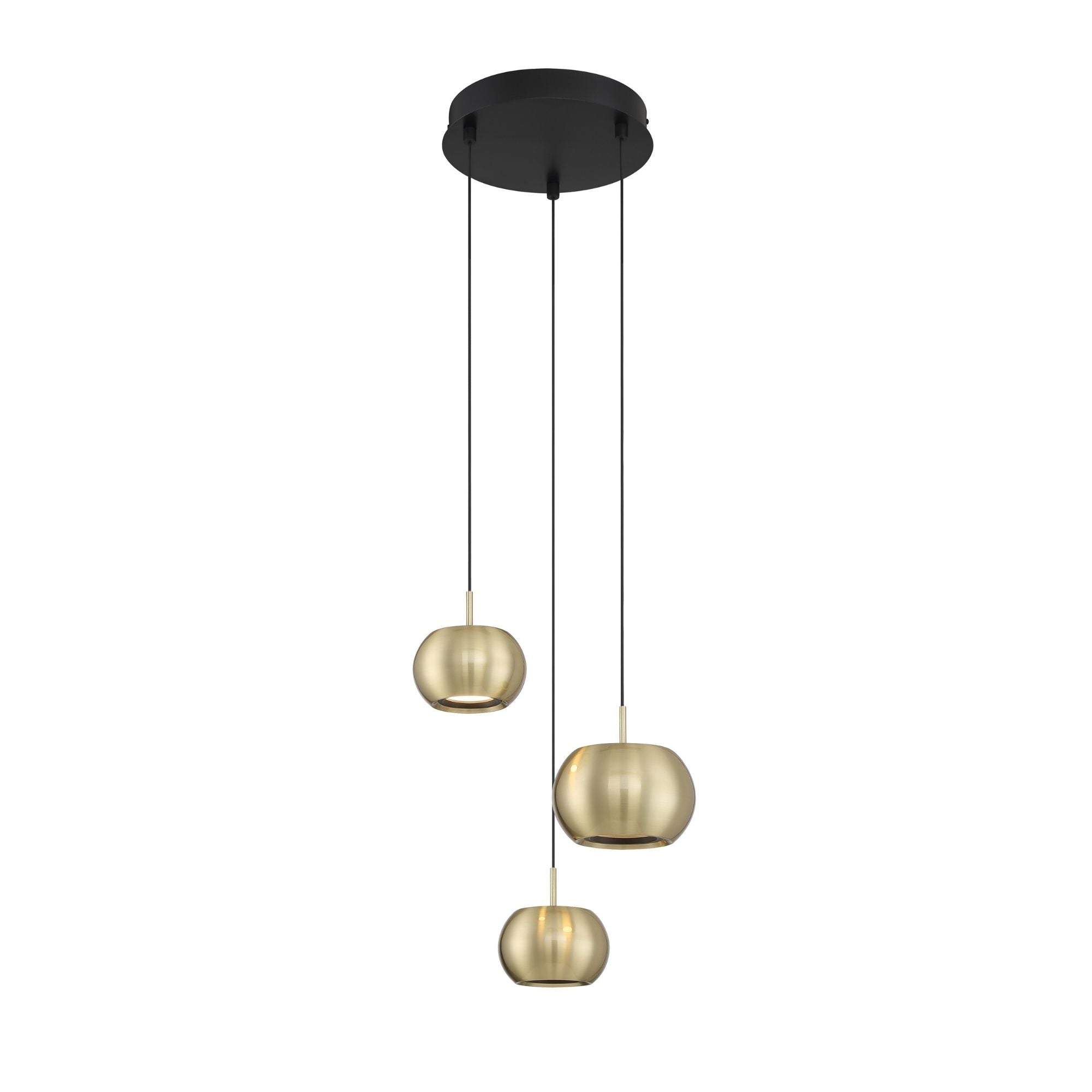 George Kovacs Halo 13.25 in. 3-Light Pendant, Coal and Brushed Gold