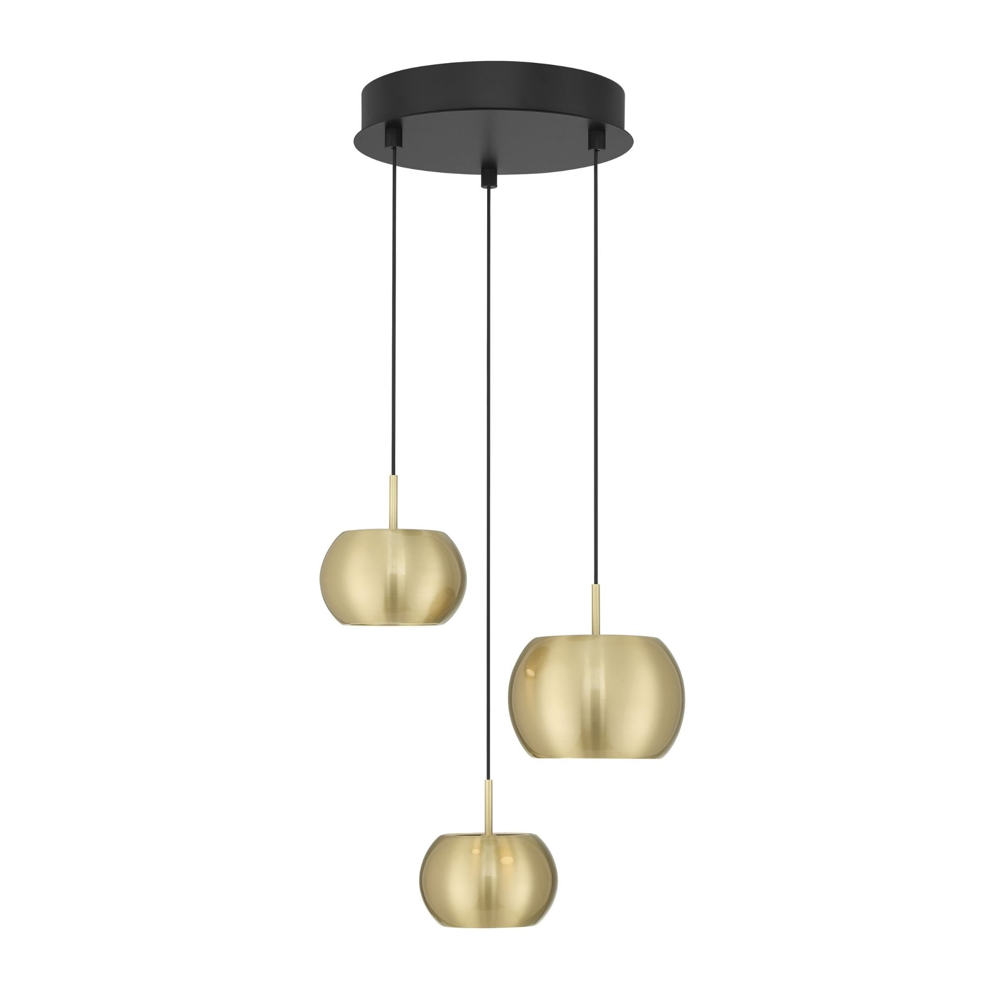 George Kovacs Halo 13.25 in. 3-Light Pendant, Coal and Brushed Gold