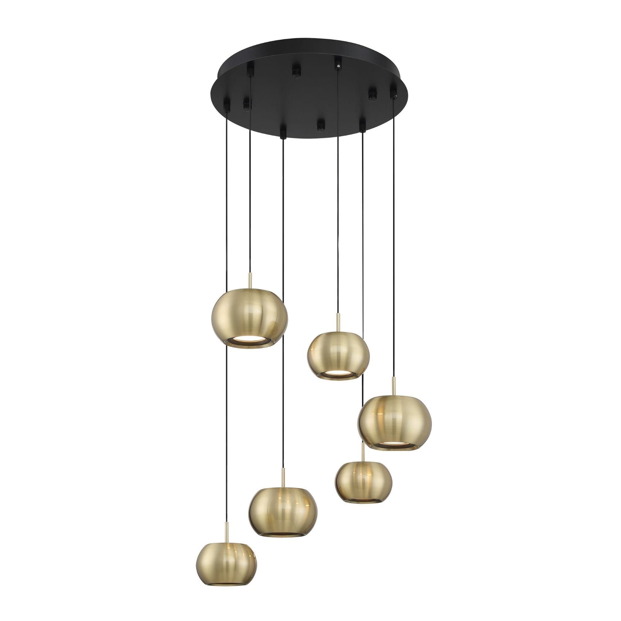 George Kovacs Halo 20.5 in. 6-Light Pendant, Coal and Brushed Gold