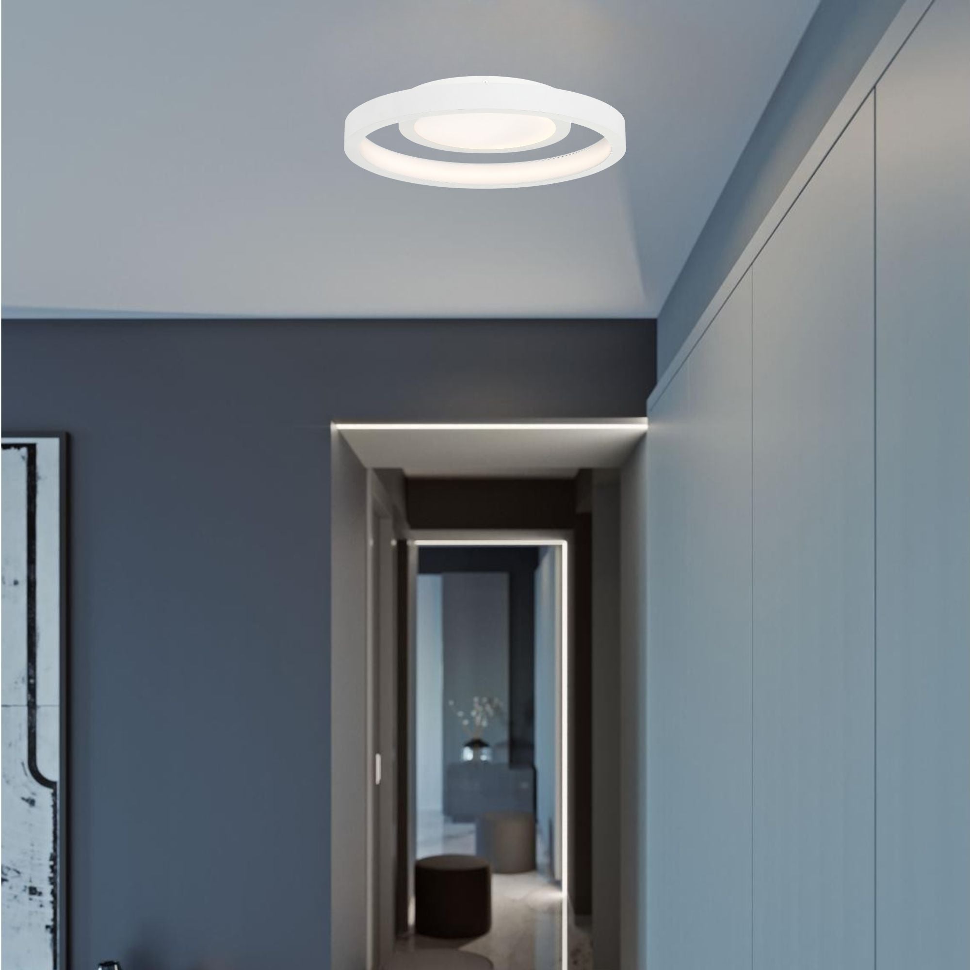 Knock Out 14" LED Flush Mount, White Finish
