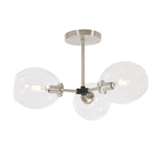 Nexpo 19" 3-Light Semi-Flush Mount, Brushed Nickel & Black Accents