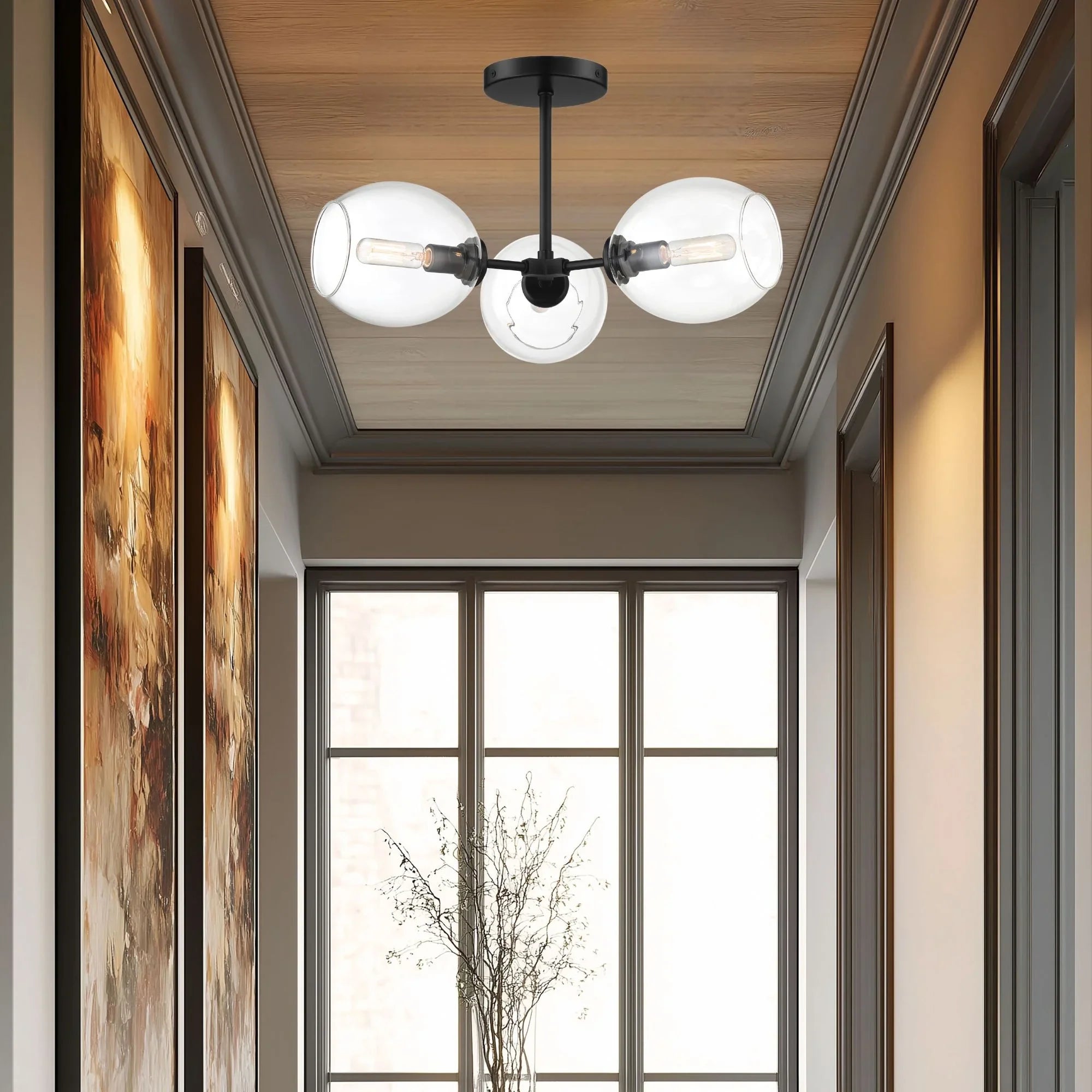 Nexpo 19" 3-Light Semi-Flush Mount, Coal Finish