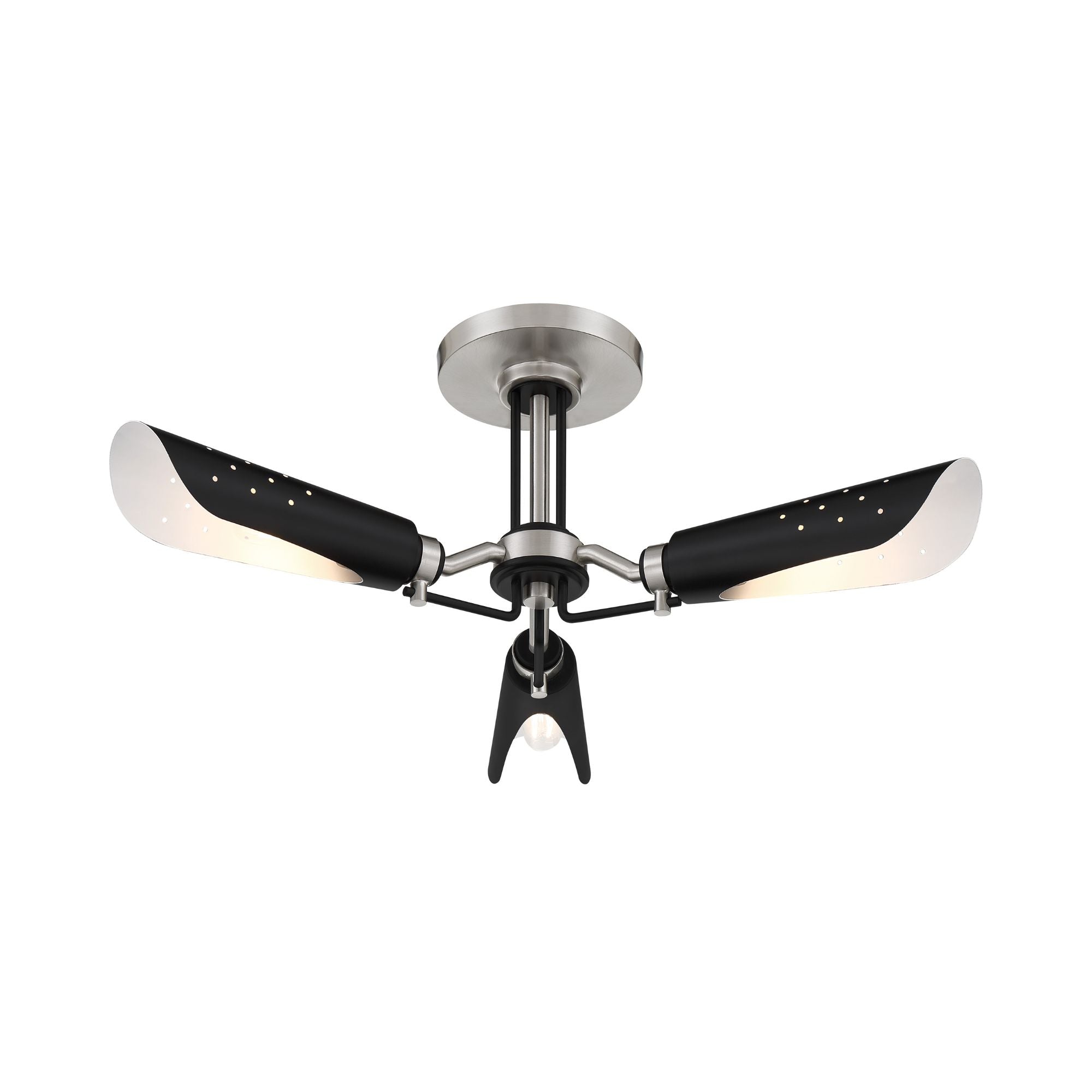 Turbine 22" 3-Light Semi-Flush Mount, Coal & Brushed Nickel Finish