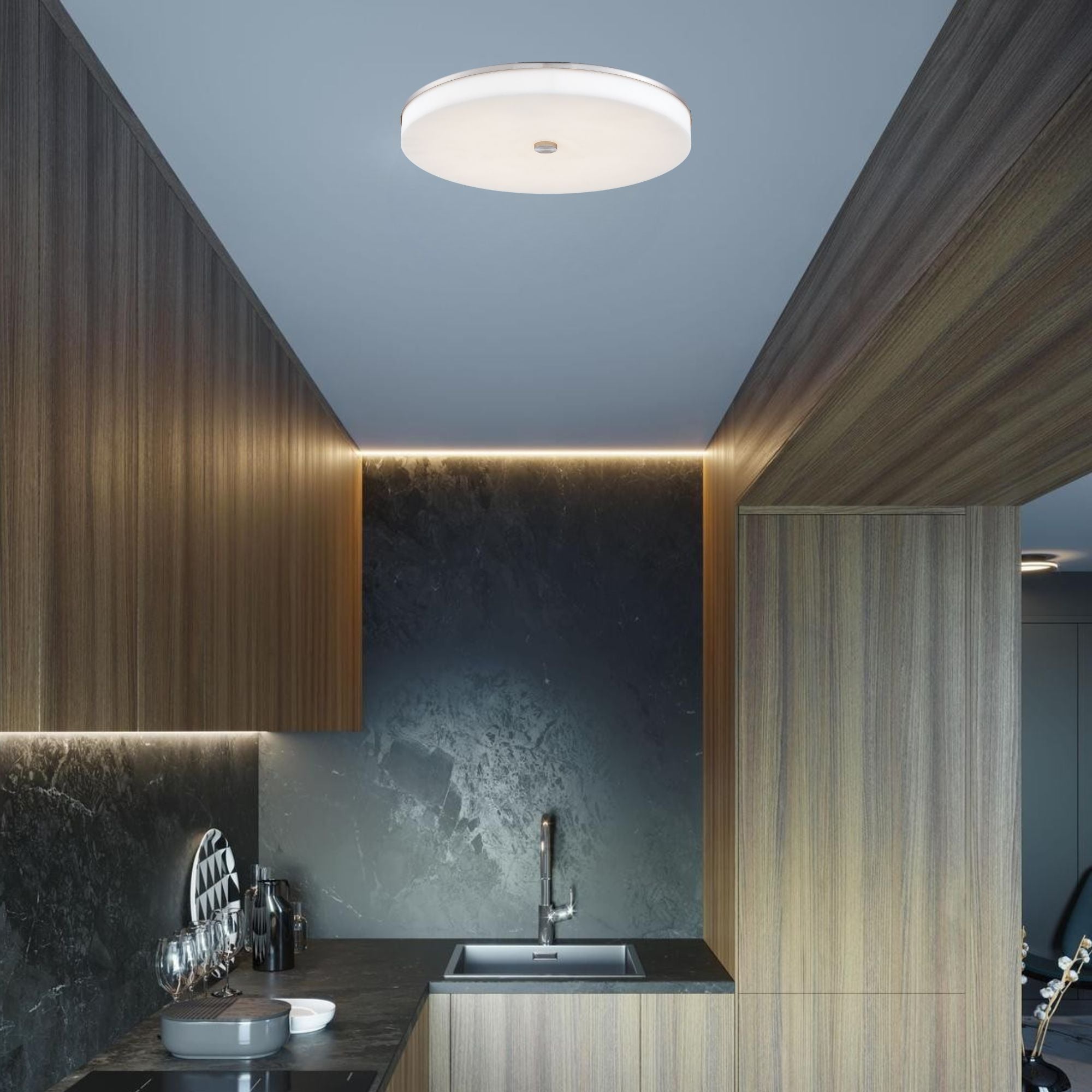 U.H.O. 15" LED Wall Sconce/ Flush Mount, Brushed Nickel Finish