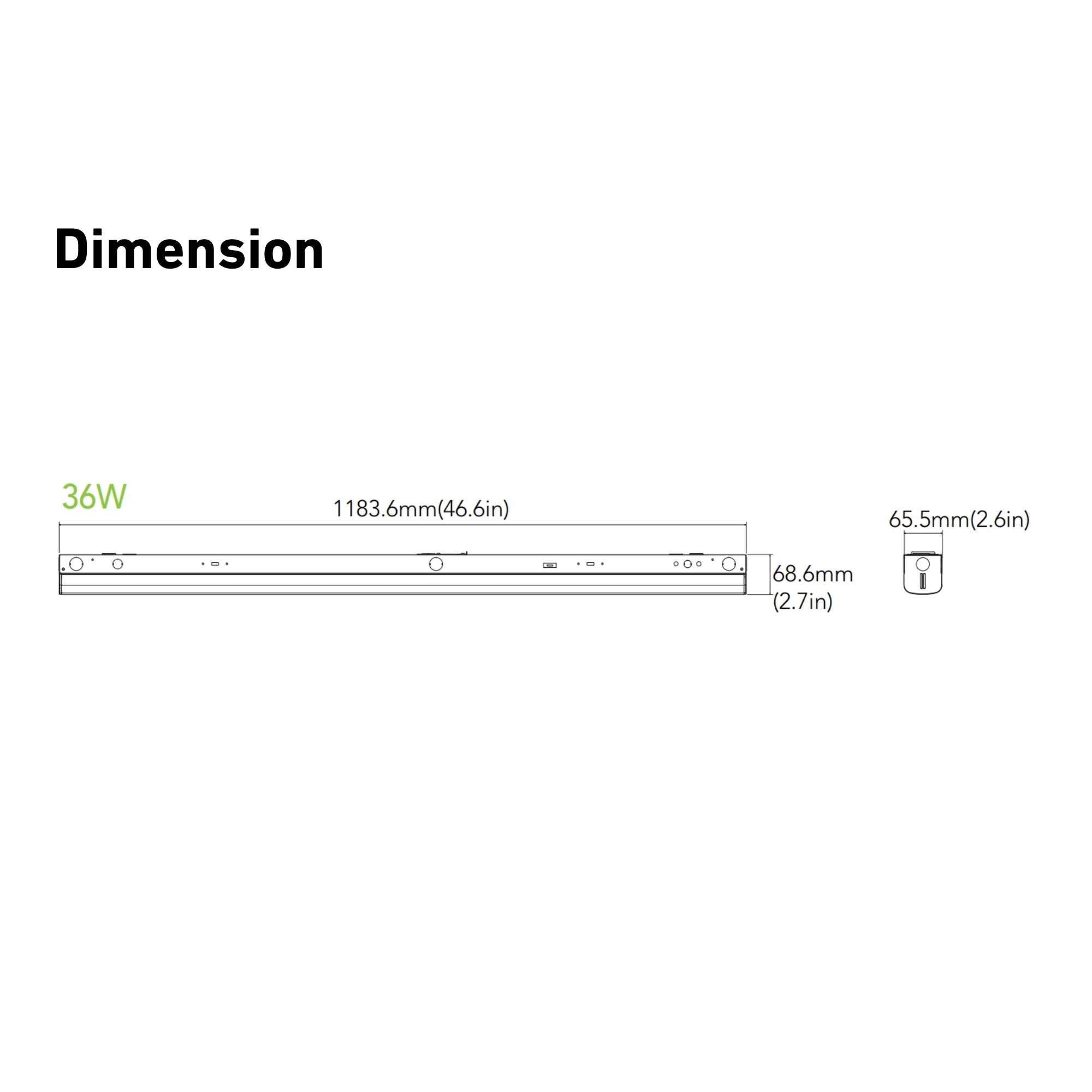 4ft LED Strip Light Fixture, 36W, 5200 Lumens, 3-CCT, 120-277V