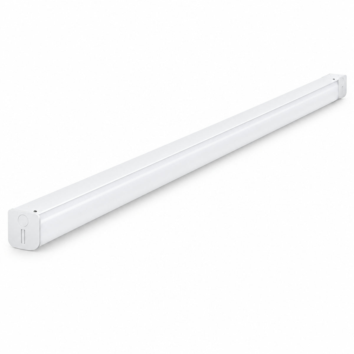 White 8ft LED linear strip light with end caps and frosted diffuser