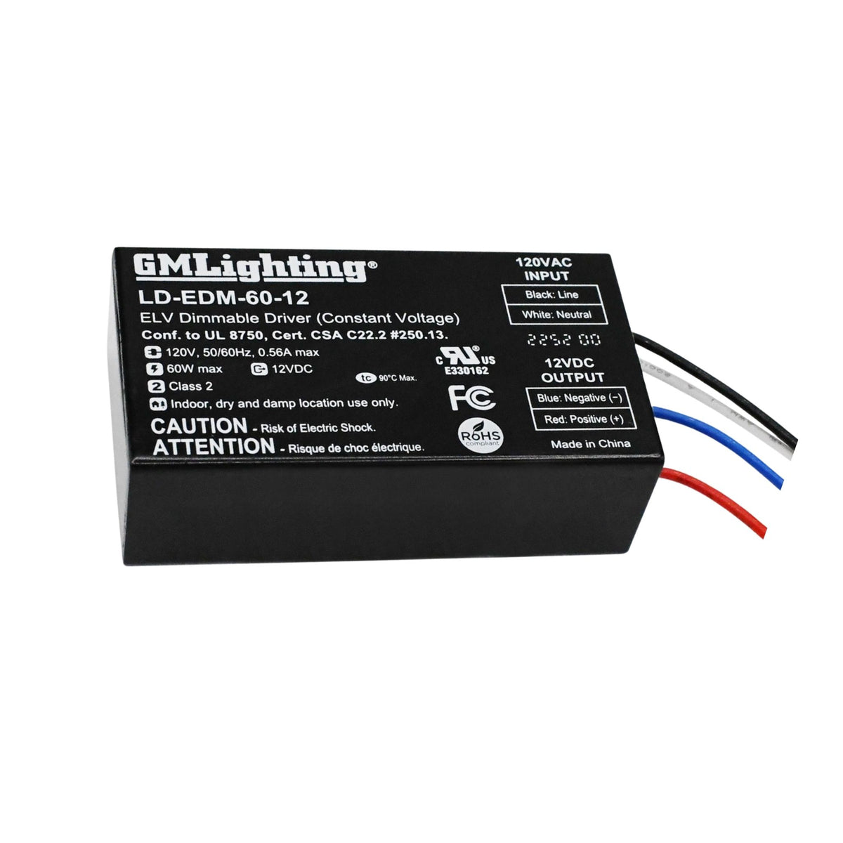GM Lighting LineDRIVE Mini Case 60W 12VDC LED Driver ELV Dimmable