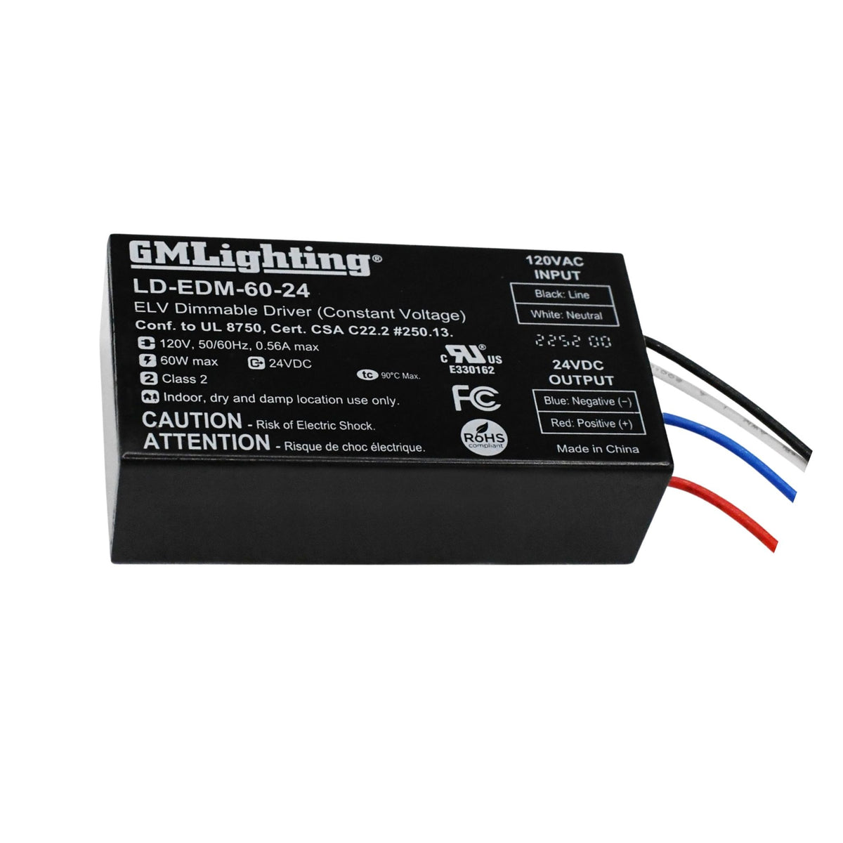 GM Lighting LineDRIVE Mini Case 60W 24VDC LED Driver ELV Dimmable