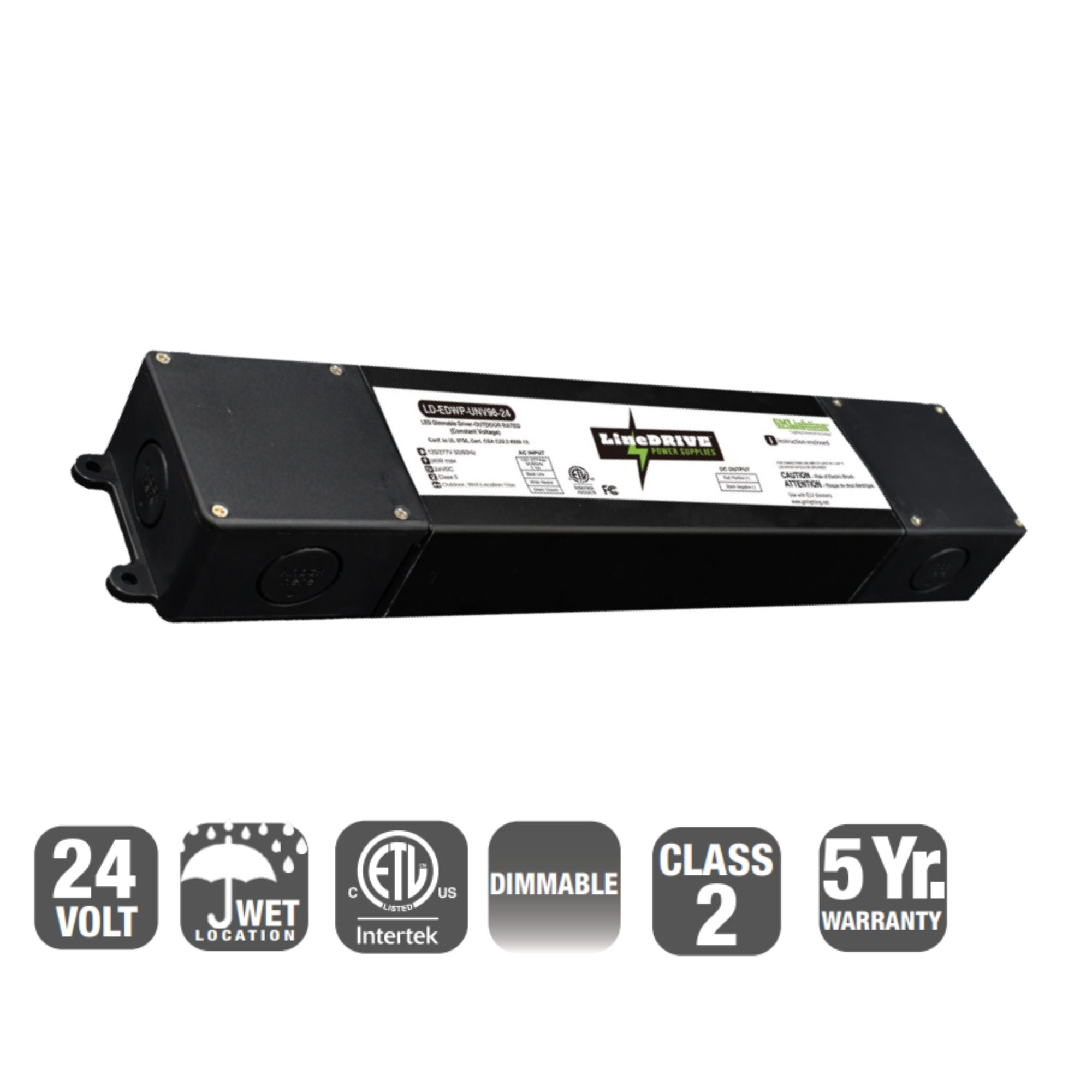 GM Lighting LineDRIVE 96W LED Driver 24V DC, ELV/Incandescent TRIAC Dimming, Integrated Junction Box, 120-277V