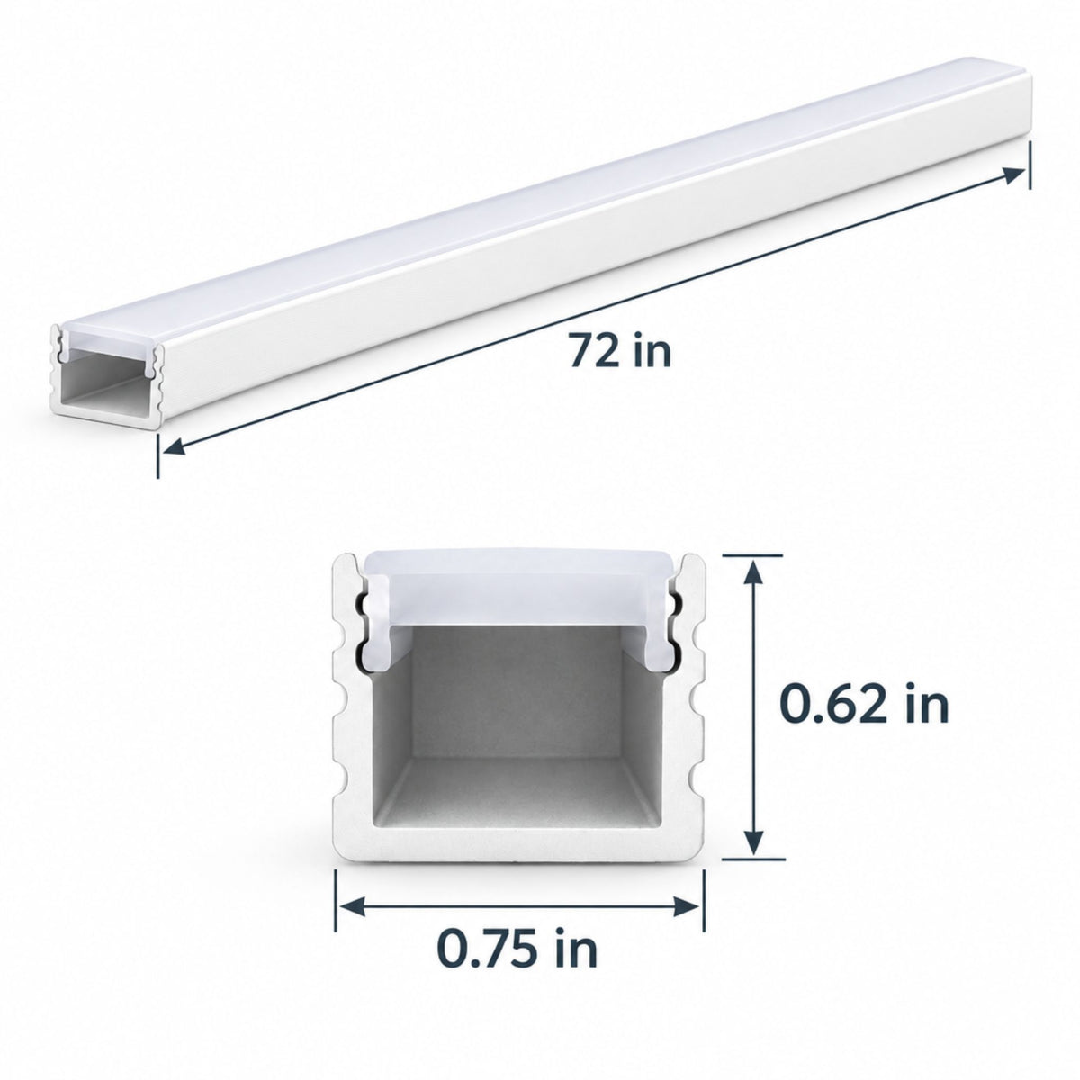 GM Lighting LED-CHL-XD-MD-6-WH 6ft Mini-Deep Aluminum LED Tape Channel, White