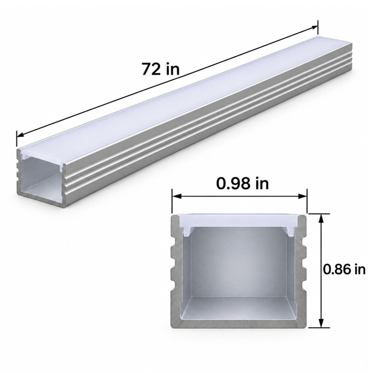 GM Lighting LED-CHL-XD-MD-6 6ft Mini-Deep Aluminum LED Tape Channel, Silver