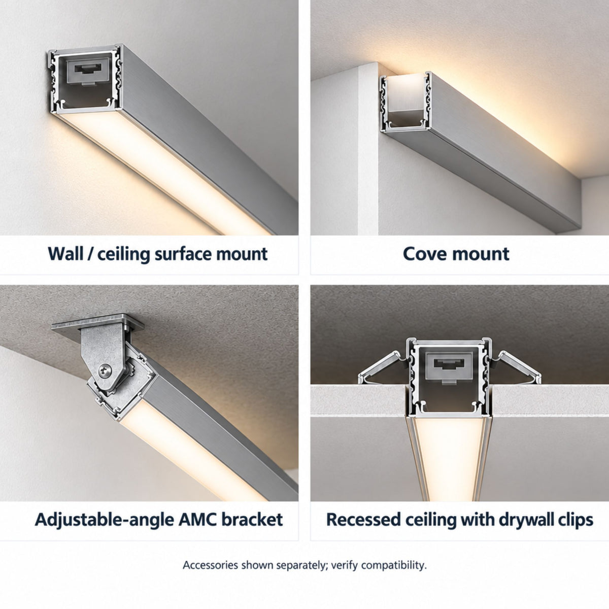 GM Lighting LED-CHL-XD-MD-6 6ft Mini-Deep Aluminum LED Tape Channel, Silver
