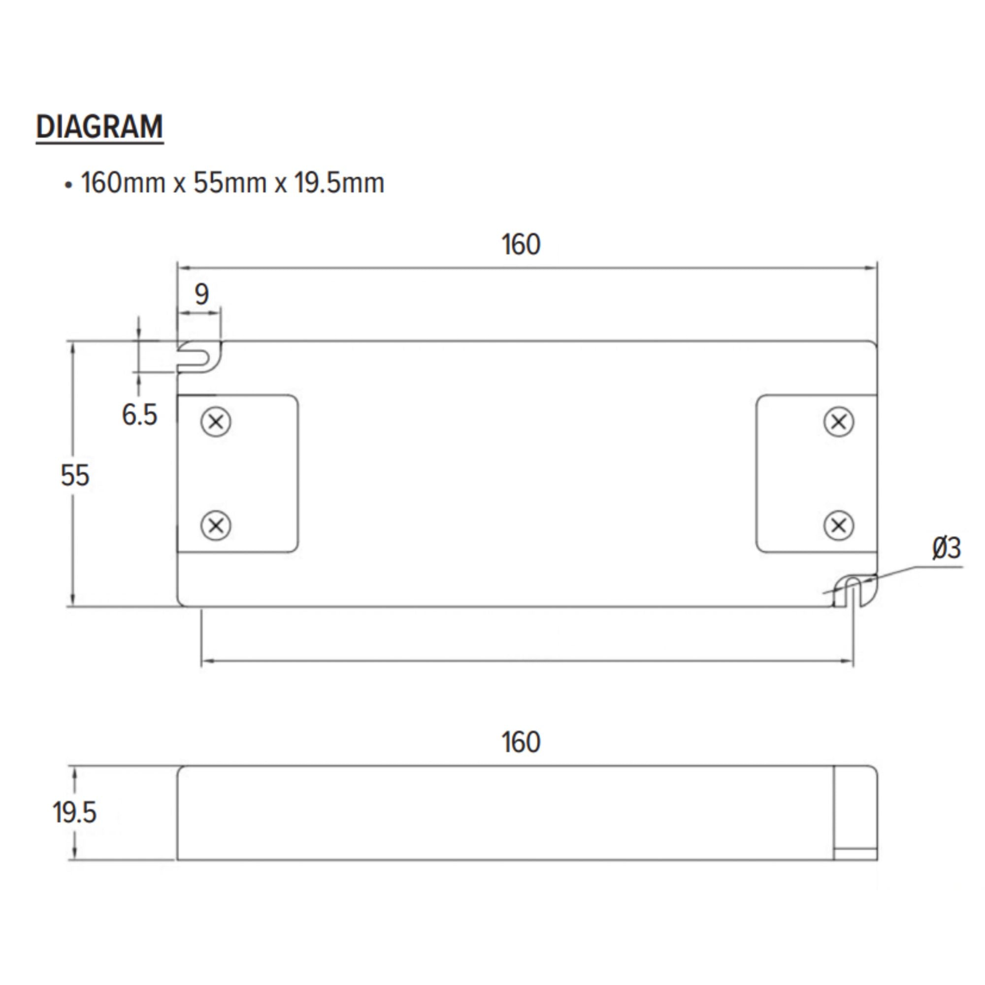 20 Watts, 12VDC Compact LED Driver, Triac Dimming, 120V Input