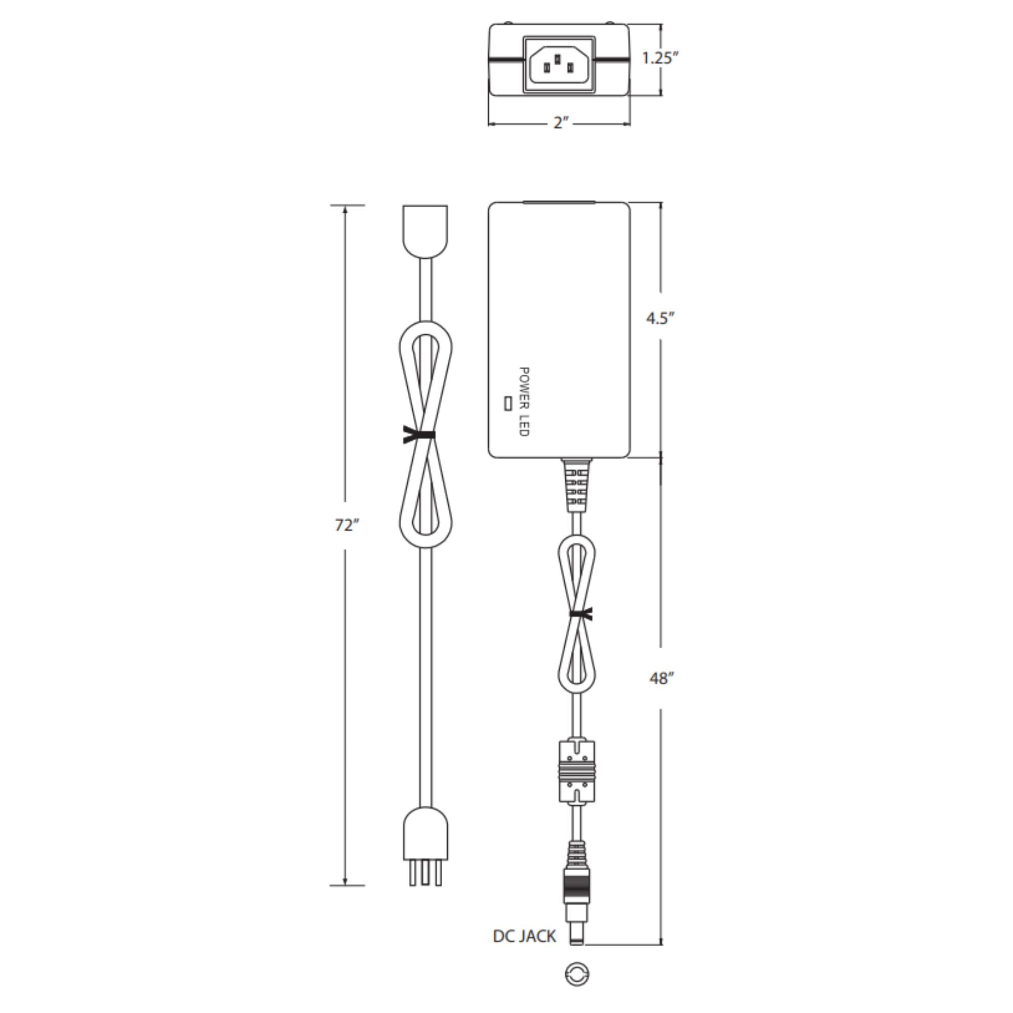 GM Lighting - LTP 48 Watts, 24VDC Cord & Plug Electronic LED Power Supply, 120V | Bees Lighting