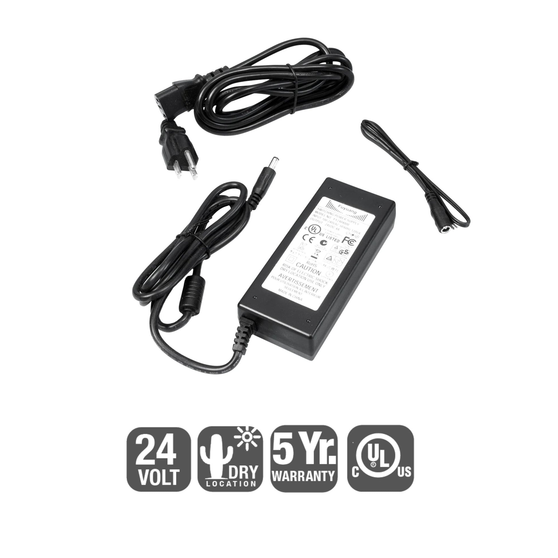 GM Lighting - LTP 90 Watts, 24VDC Cord & Plug Electronic LED Power Supply, 120V | Bees Lighting