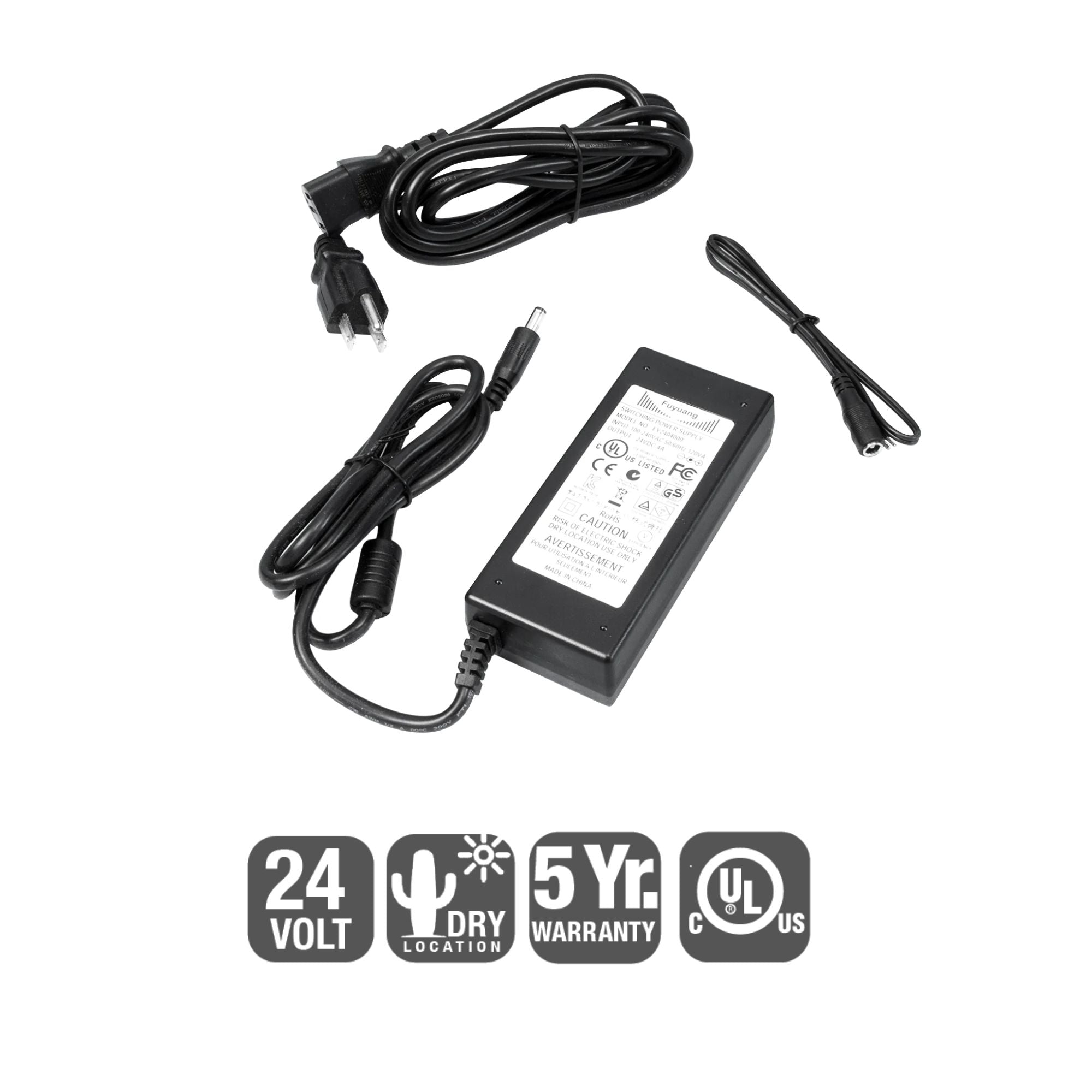 GM Lighting - LTP 90 Watts, 24VDC Cord & Plug Electronic LED Power Supply, 120V | Bees Lighting