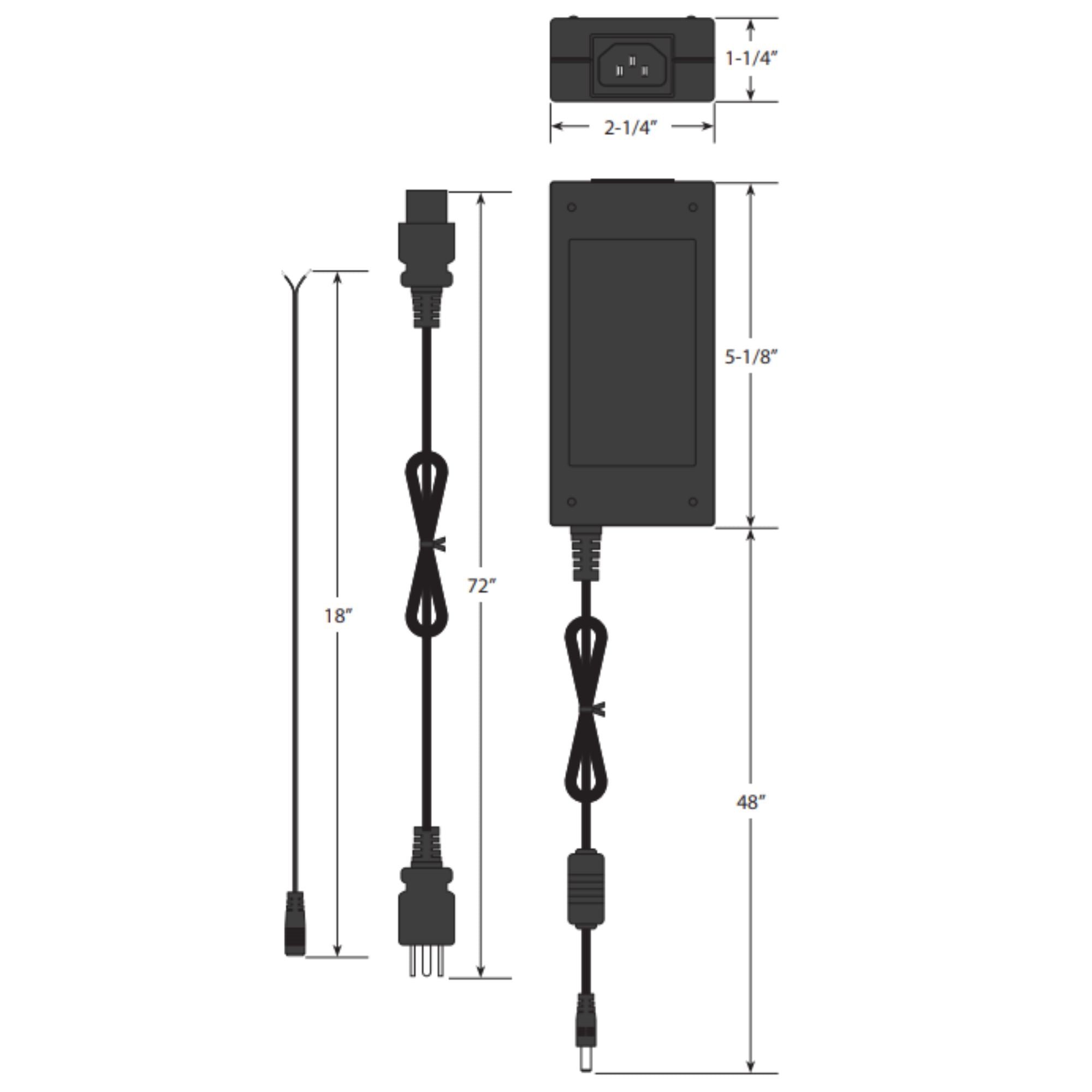 GM Lighting - LTP 90 Watts, 24VDC Cord & Plug Electronic LED Power Supply, 120V | Bees Lighting