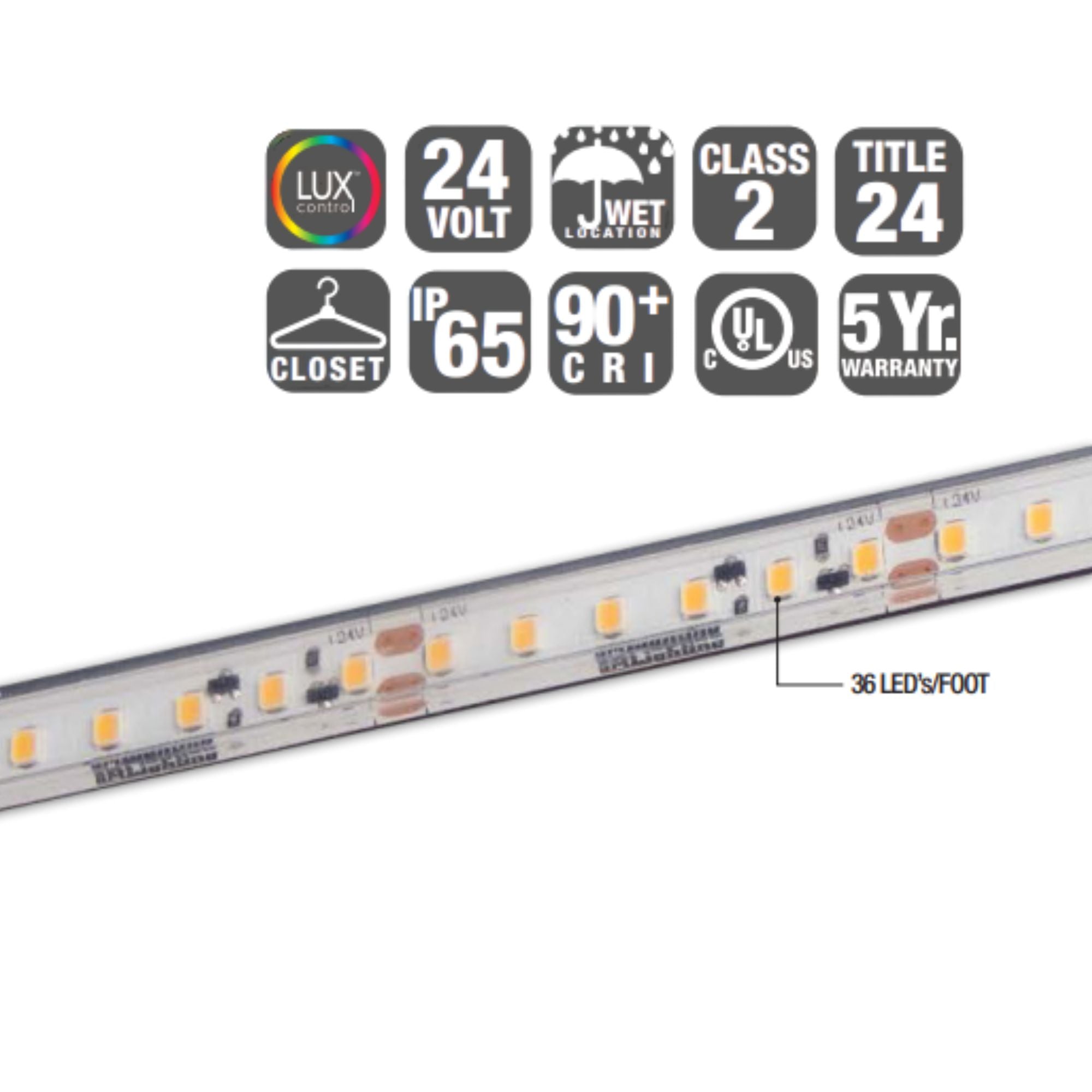 GM Lighting LTR-P PRO, 98'-6' LED Tape Light, IP65 Wet Rated, 4000K, 136 Lumens/ft, 24V