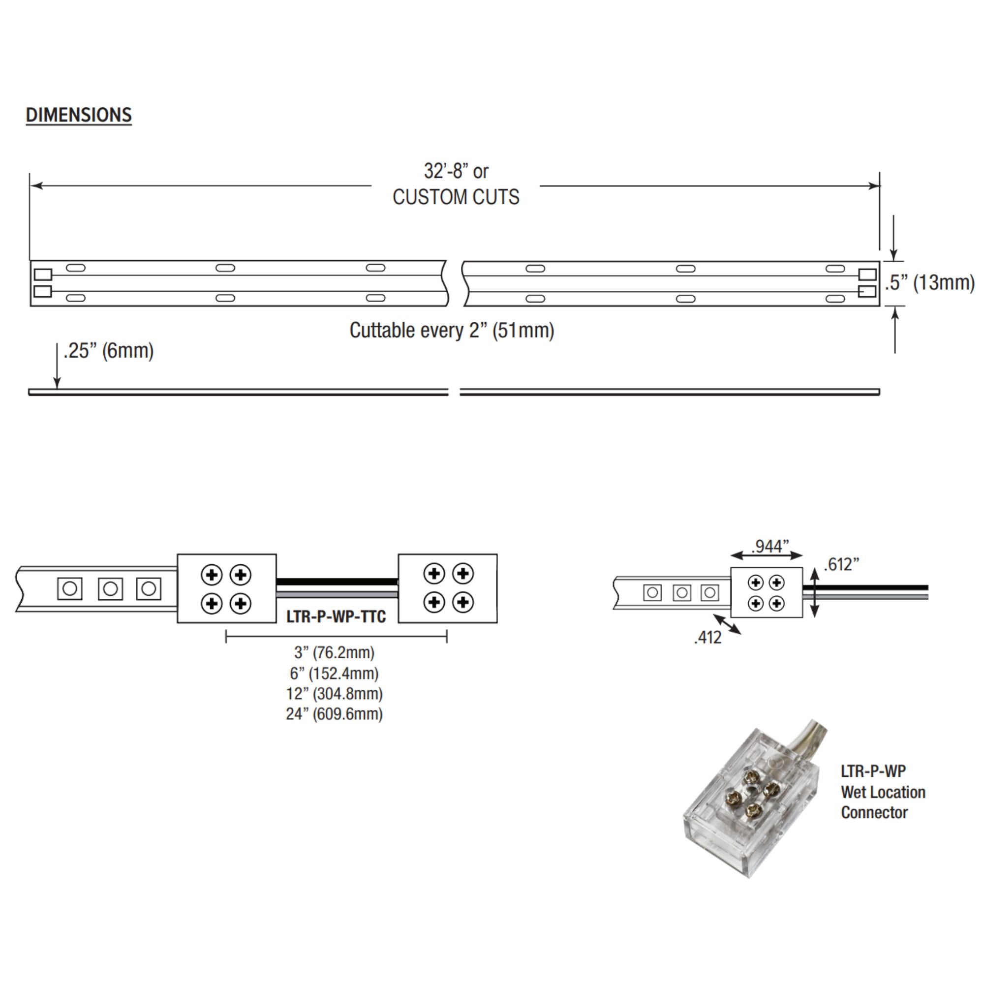 GM Lighting LTR S COBWP 32' LED Tape Light, IP65 Wet Rated, 4000K, 142 Lumens/ft, 24V