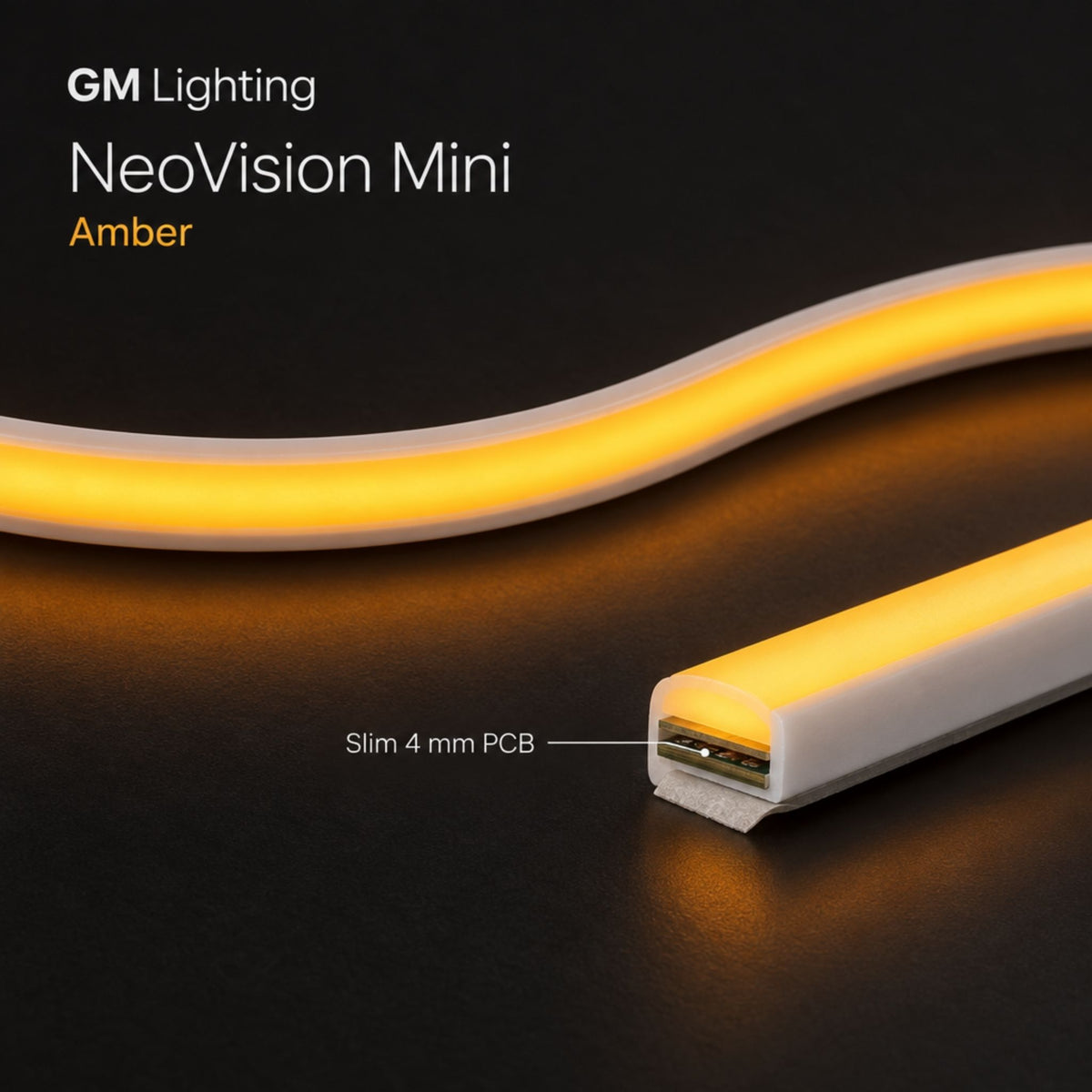 NeoVision Mini, 16'4 in. Neon Tape Light, IP65, Amber, 14 Lumens/ft, 24V