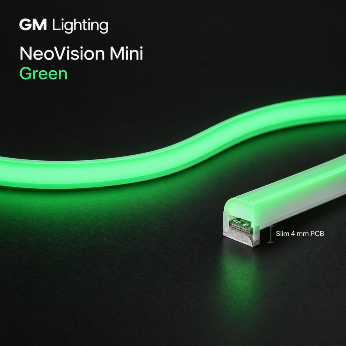 NeoVision Mini 16' Neon Tape Light, IP65, Green, 59 Lumens/ft, 24V
