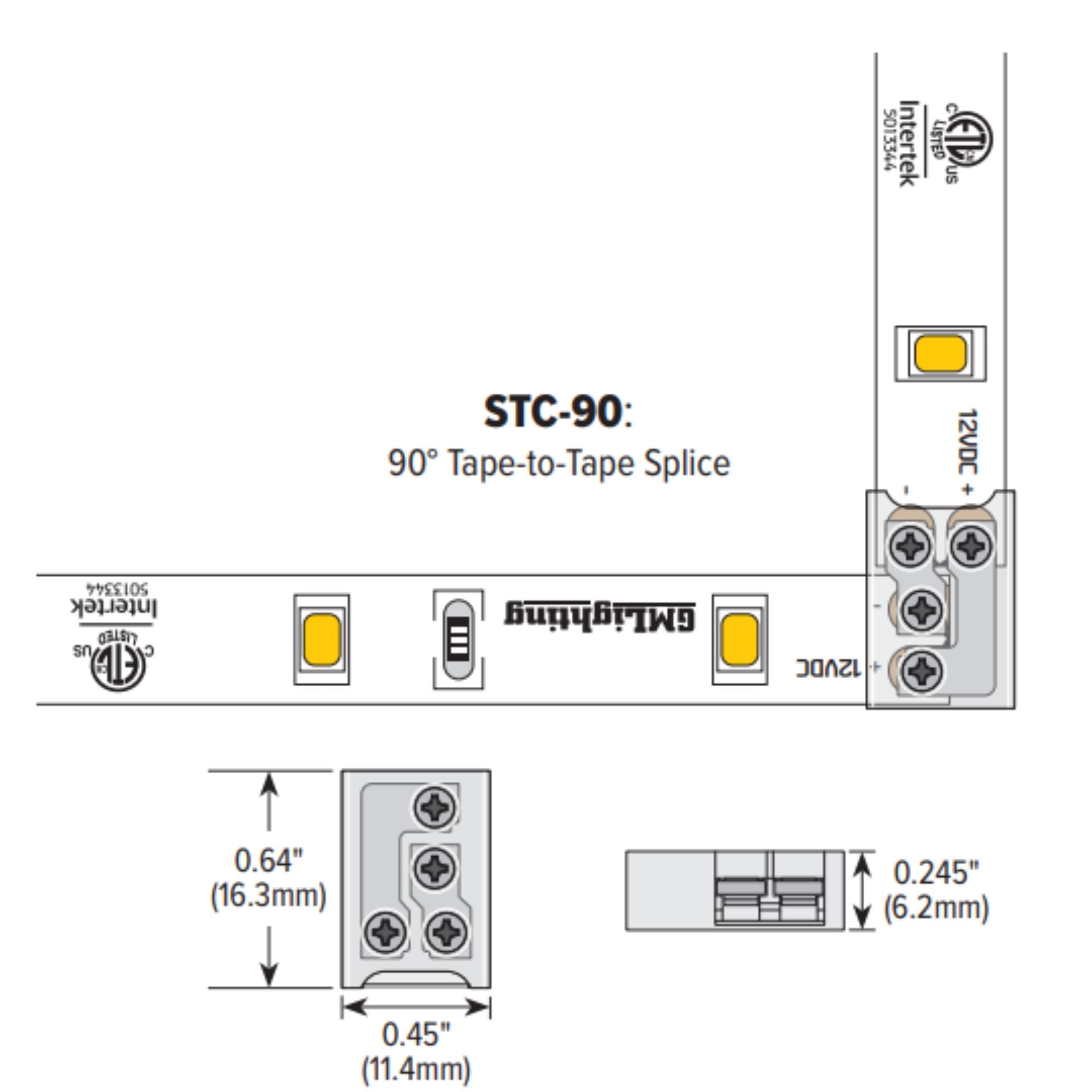 Sure-Tite 90° Tape to Tape Connector for LTR-E Tape Light Series