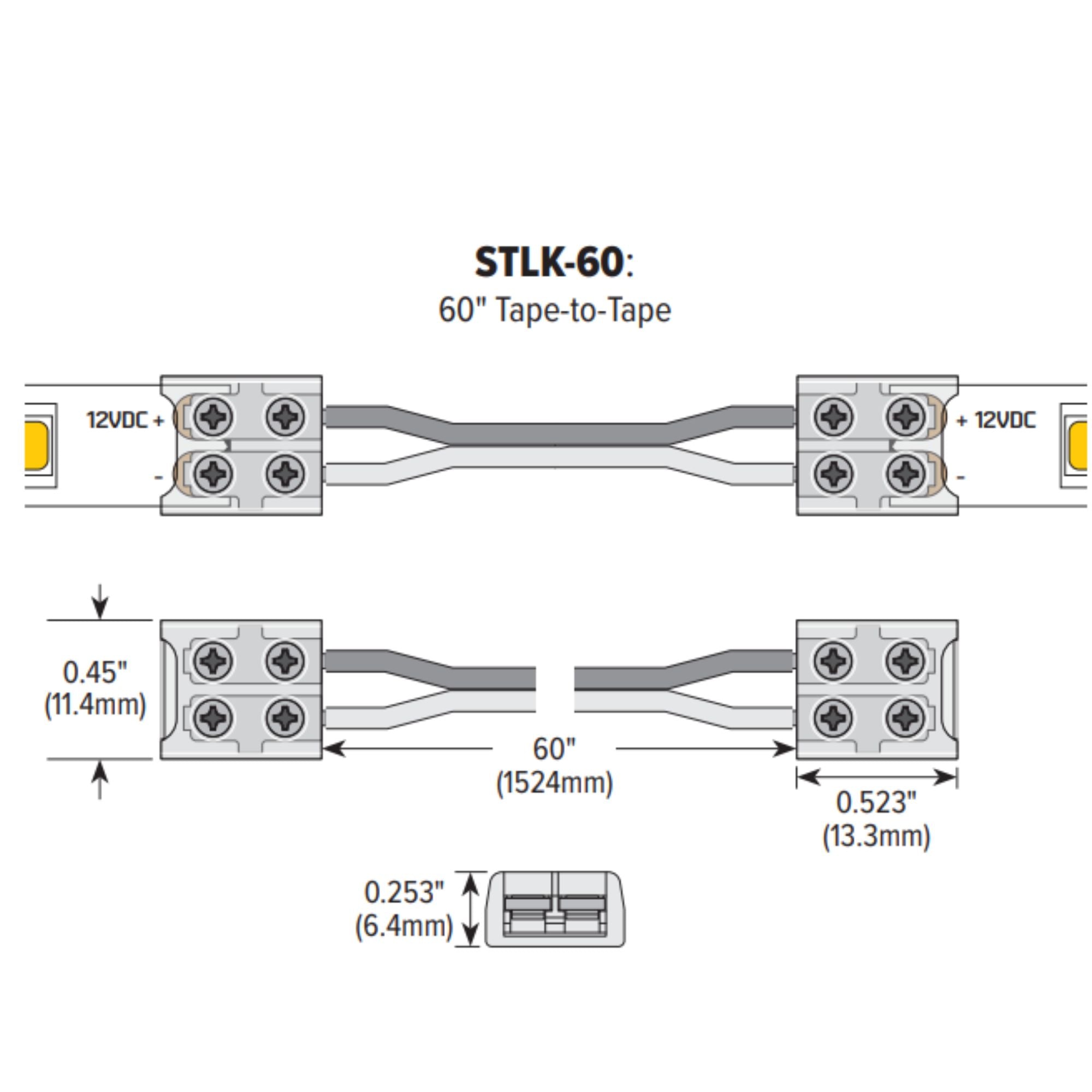 Sure-Tite 60in. Adjustable Tape to Tape Connector for LTR-E Tape Light Series