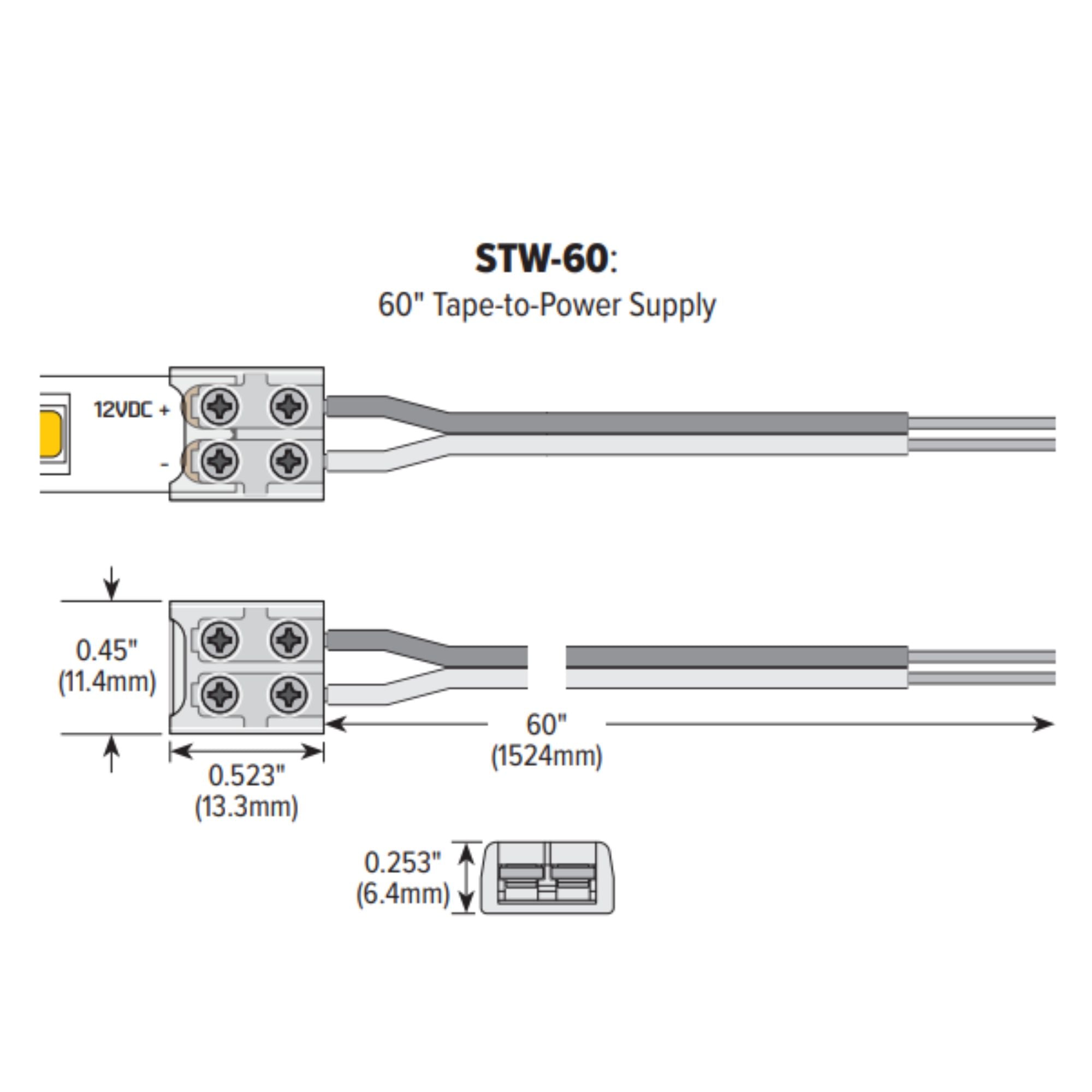 Sure-Tite 60in. Adjustable Tape to Power Connector for LTR-E Tape Light Series