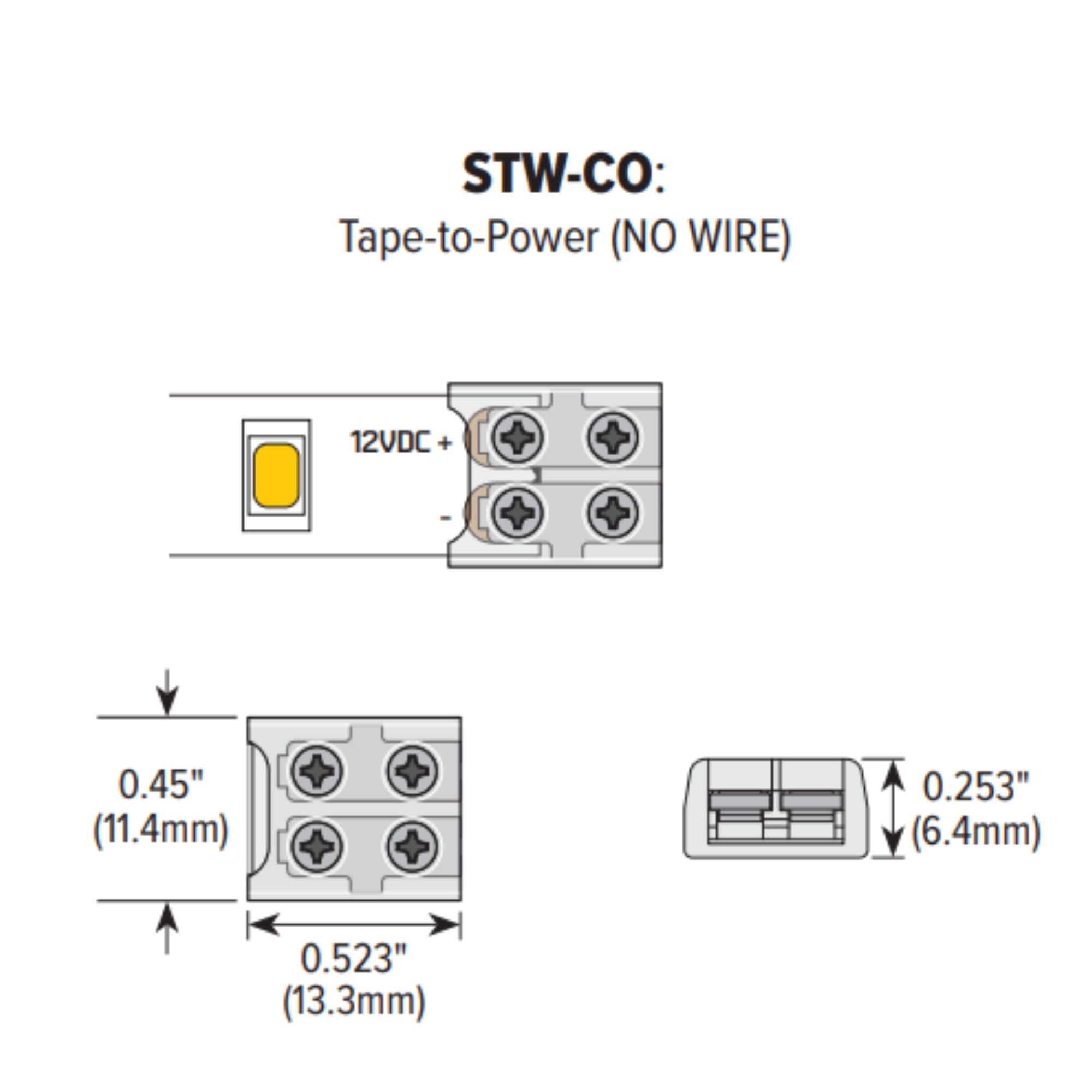 Sure-Tite Tape to Power Supply Connector No Wire for LTR-E Tape Light Series