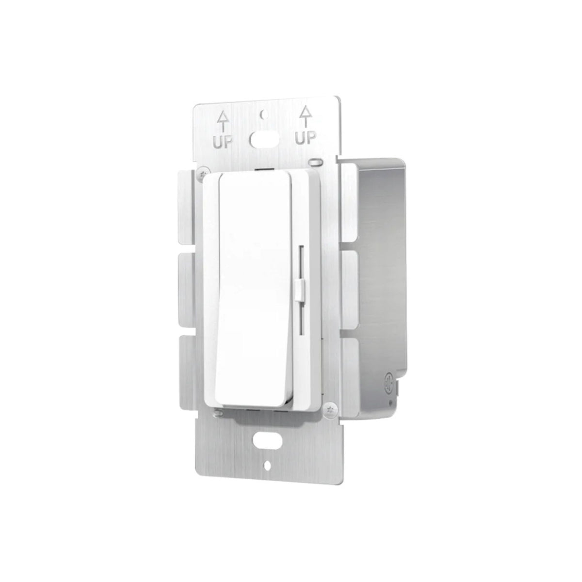 Wall LED dimmer switch with light gray/white rocker and integrated driver module