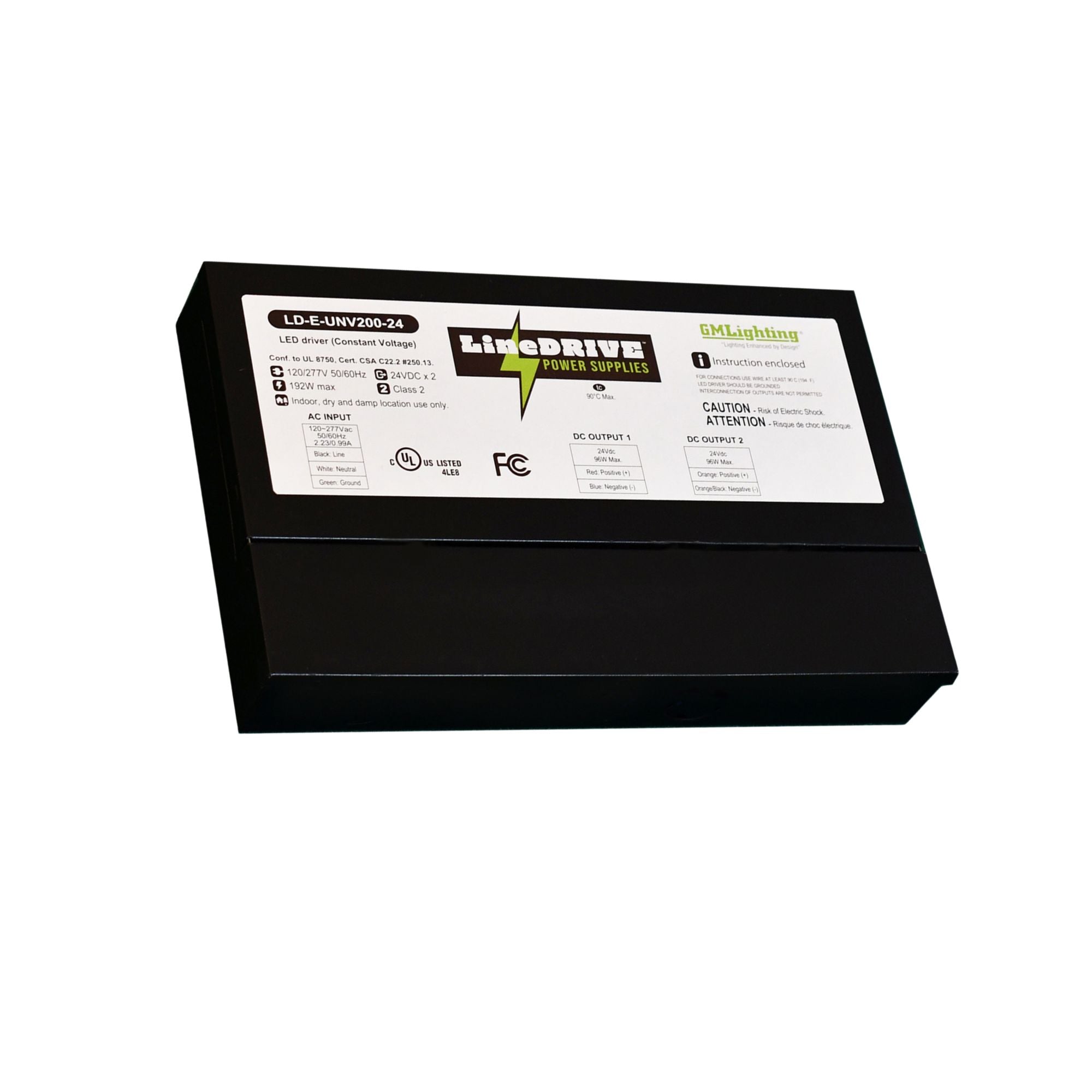 LineDRIVE 2-Channel 24VDC Non-Dimmable LED Driver, 200W, 120-277V Input