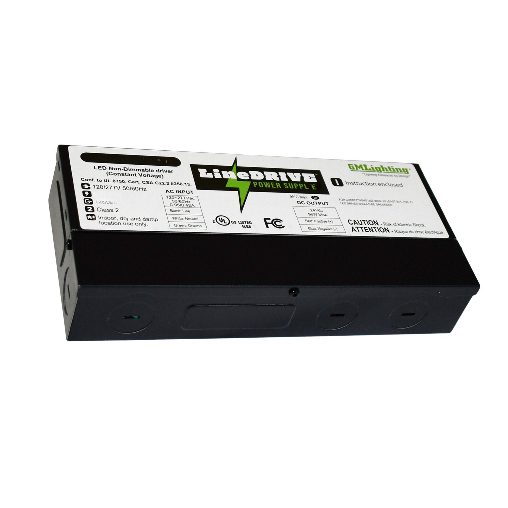 LineDRIVE 12V/24VDC Non-Dimmable LED Driver, 60W, 120-277V