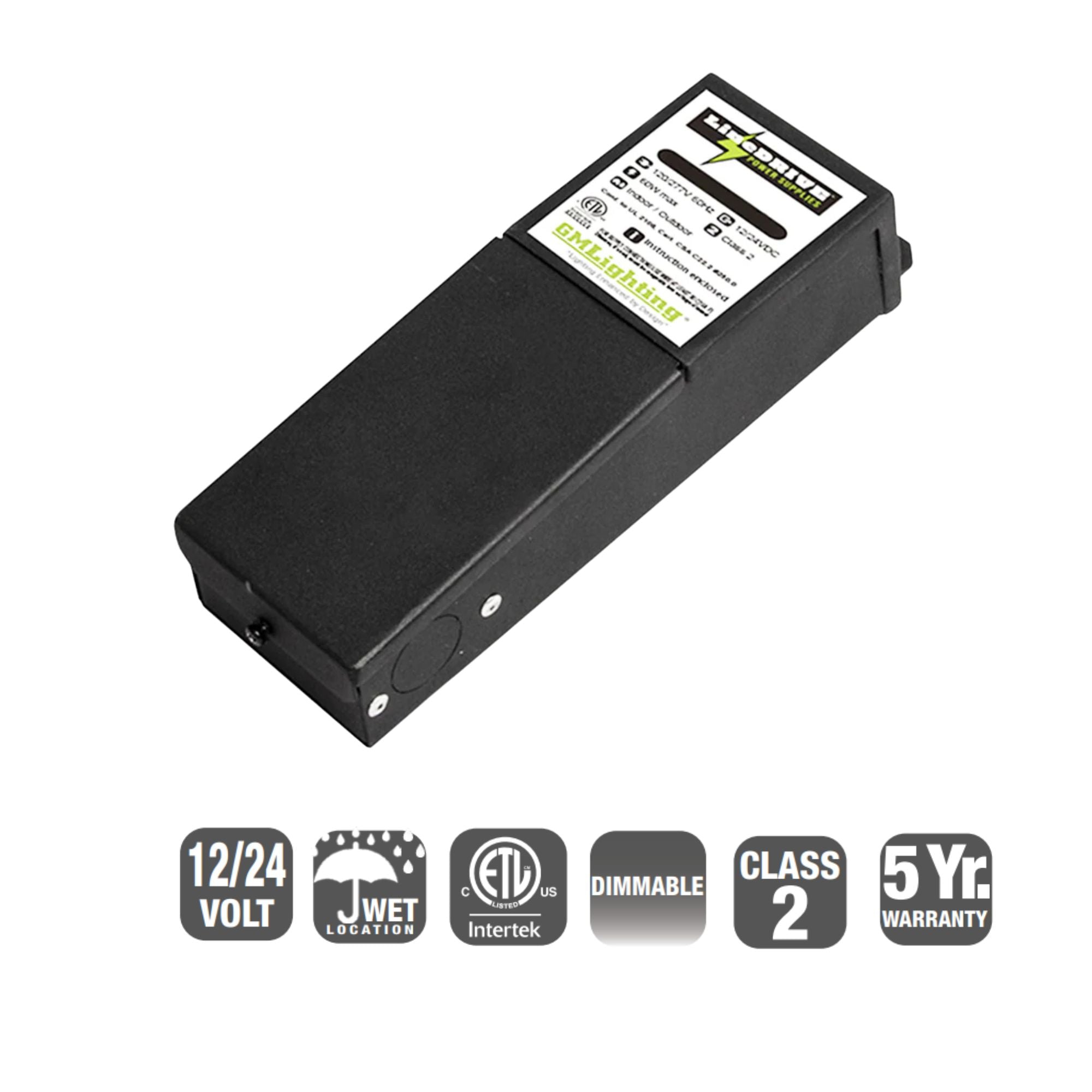 LineDRIVE 60W, 12/24V DC Magnetic LED Dimmable Power Supplies, 120-277V