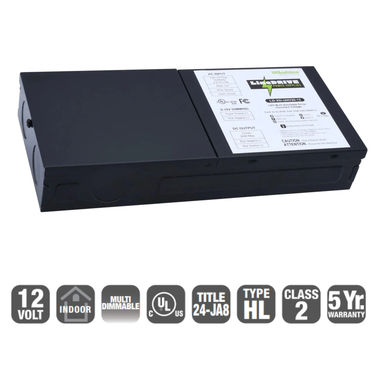 GM Lighting LineDRIVE 20W 12VDC LED Driver Universal Dimming