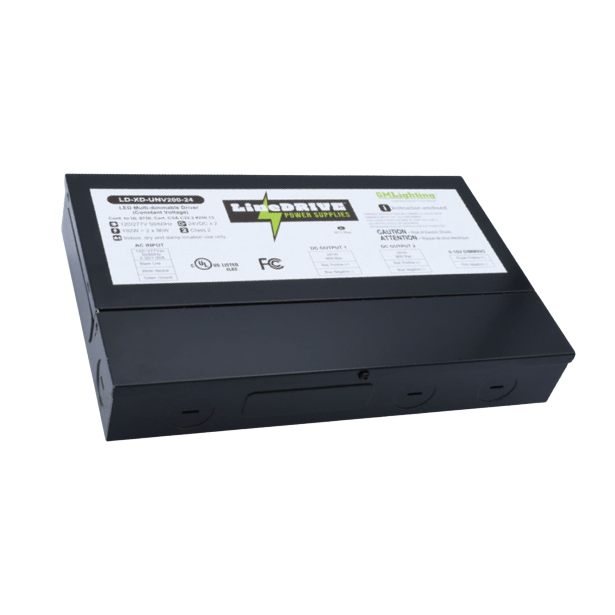 LineDRIVE XD 2-Channel 192W, 24VDC Electronic LED Multi-Dimmable Driver, 120-277V