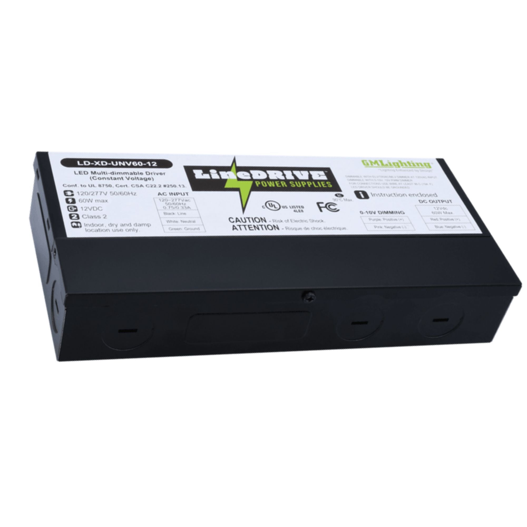 LineDRIVE XD 60W, 12VDC Multi-Dim LED Driver, 120-277V