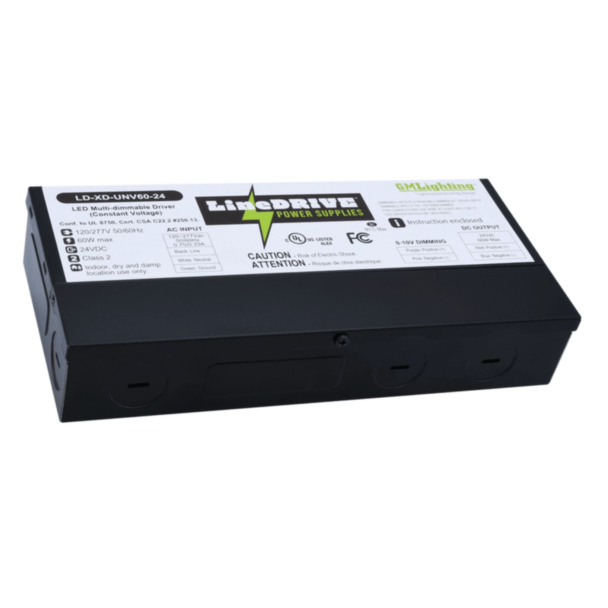 LineDRIVE XD 60W, 24VDC Electronic LED Multi-Dimmable Driver, 120-277V
