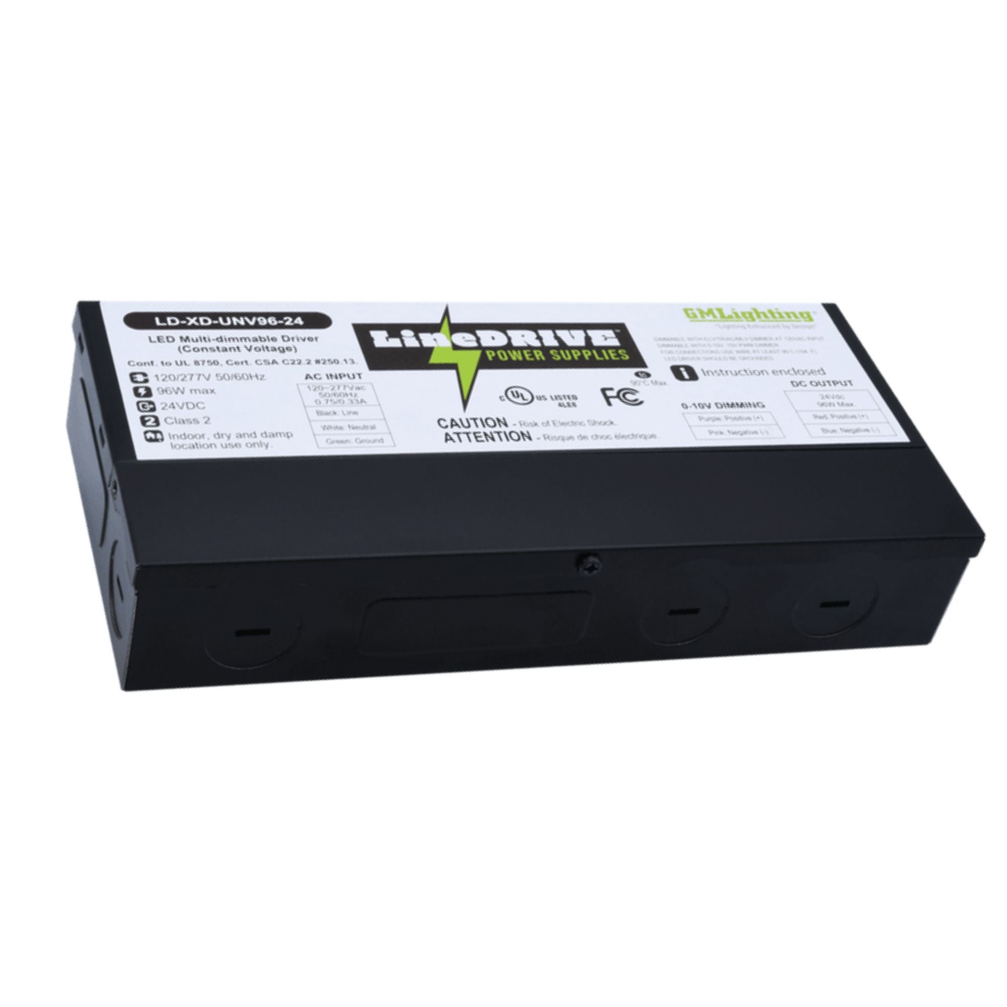 LineDRIVE XD 96W, 24VDC Electronic LED Multi-Dimmable Driver, 120-277V
