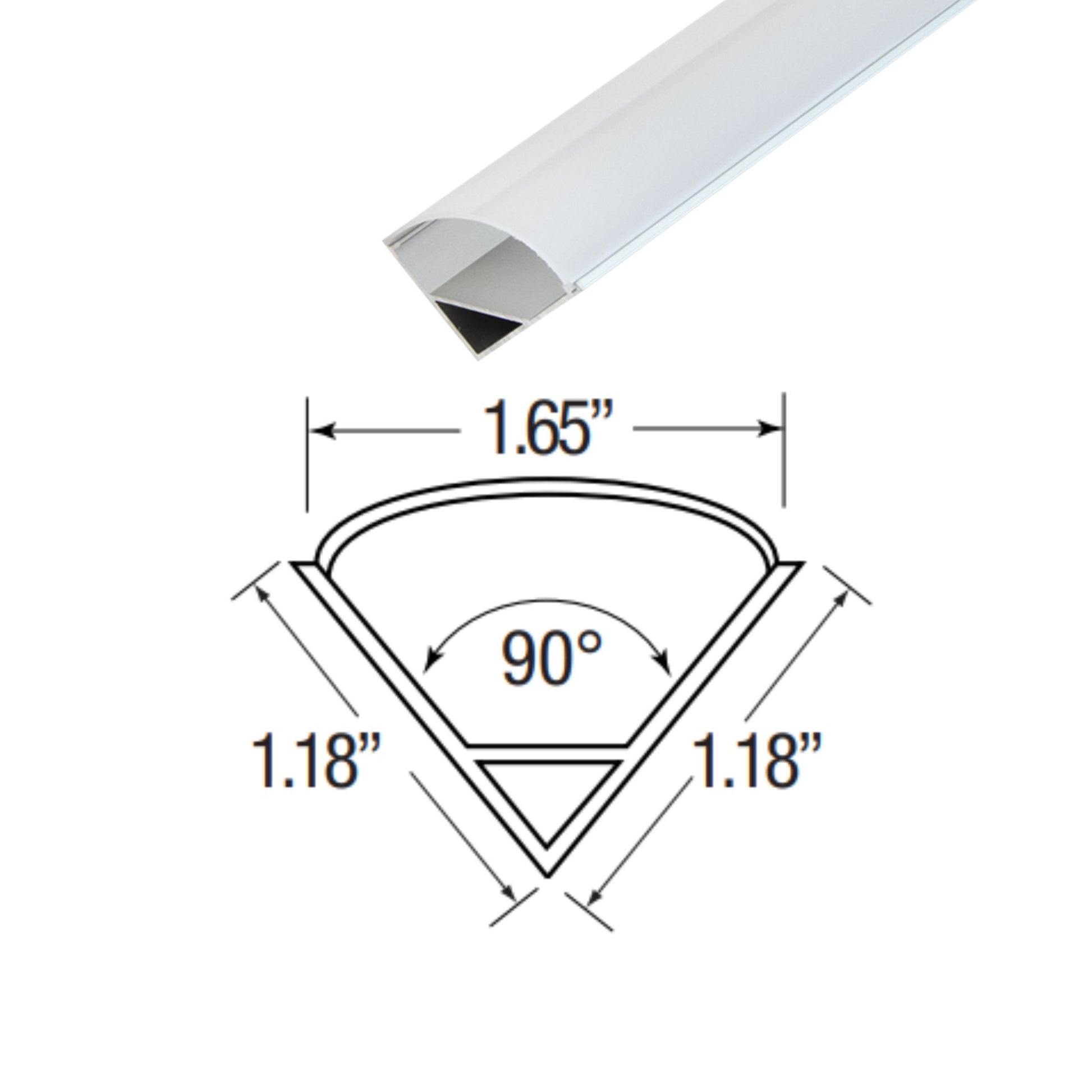 4ft Large Format Angled 45° Aluminum Mounting Channel - Bees Lighting