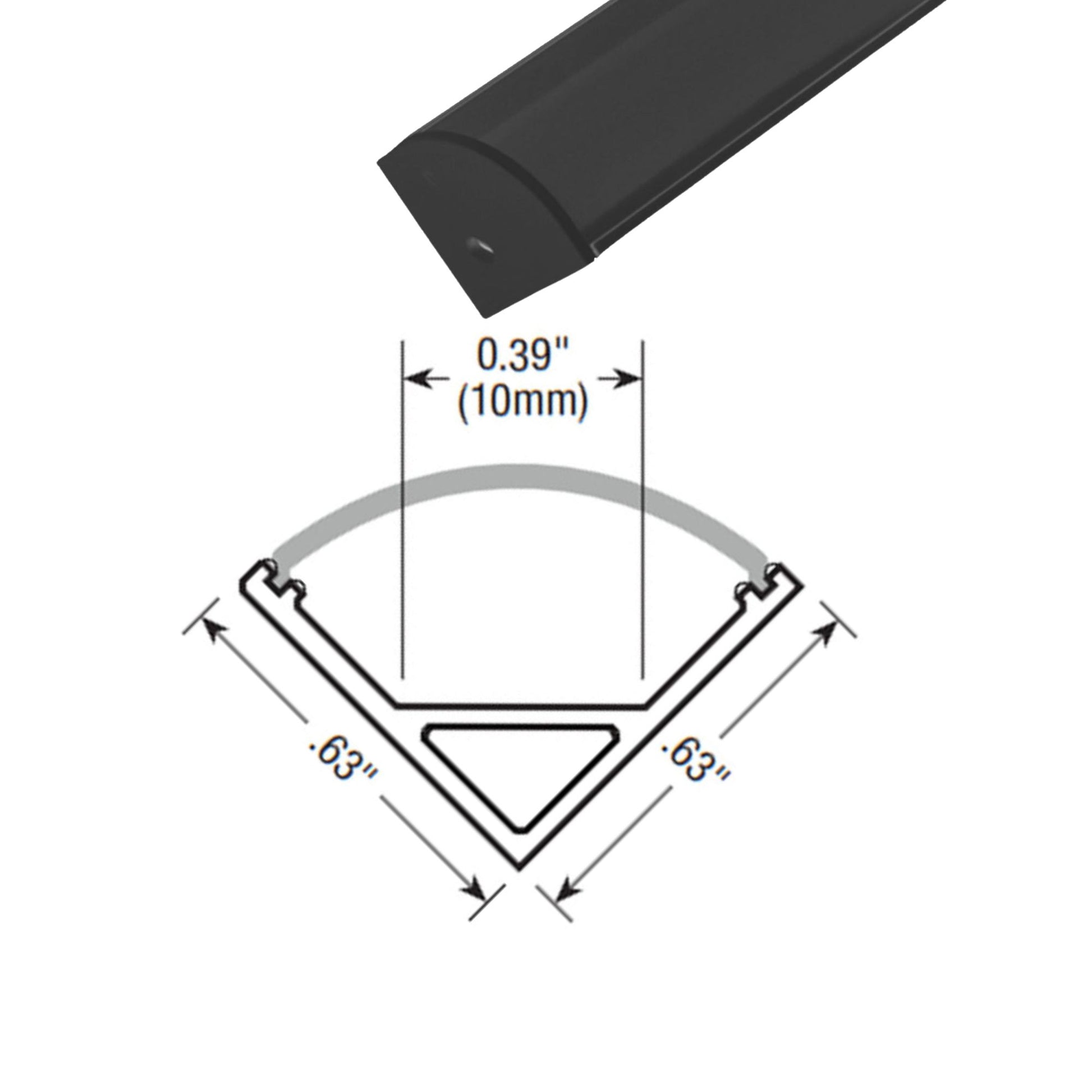 4ft Mini Format Angled 45° Aluminum Mounting Channel, Black - Bees Lighting