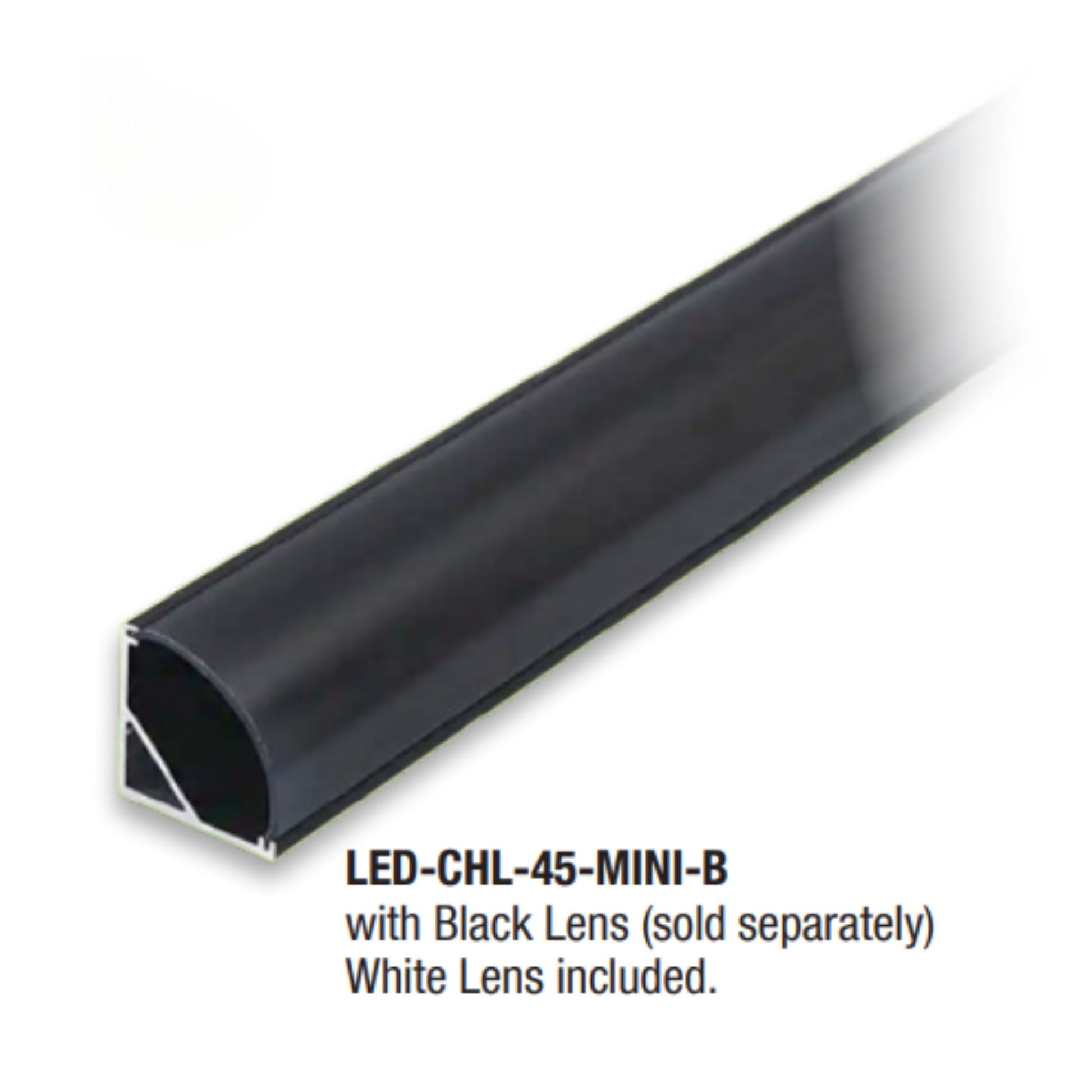 4ft Mini Format Angled 45° Aluminum Mounting Channel, Black - Bees Lighting