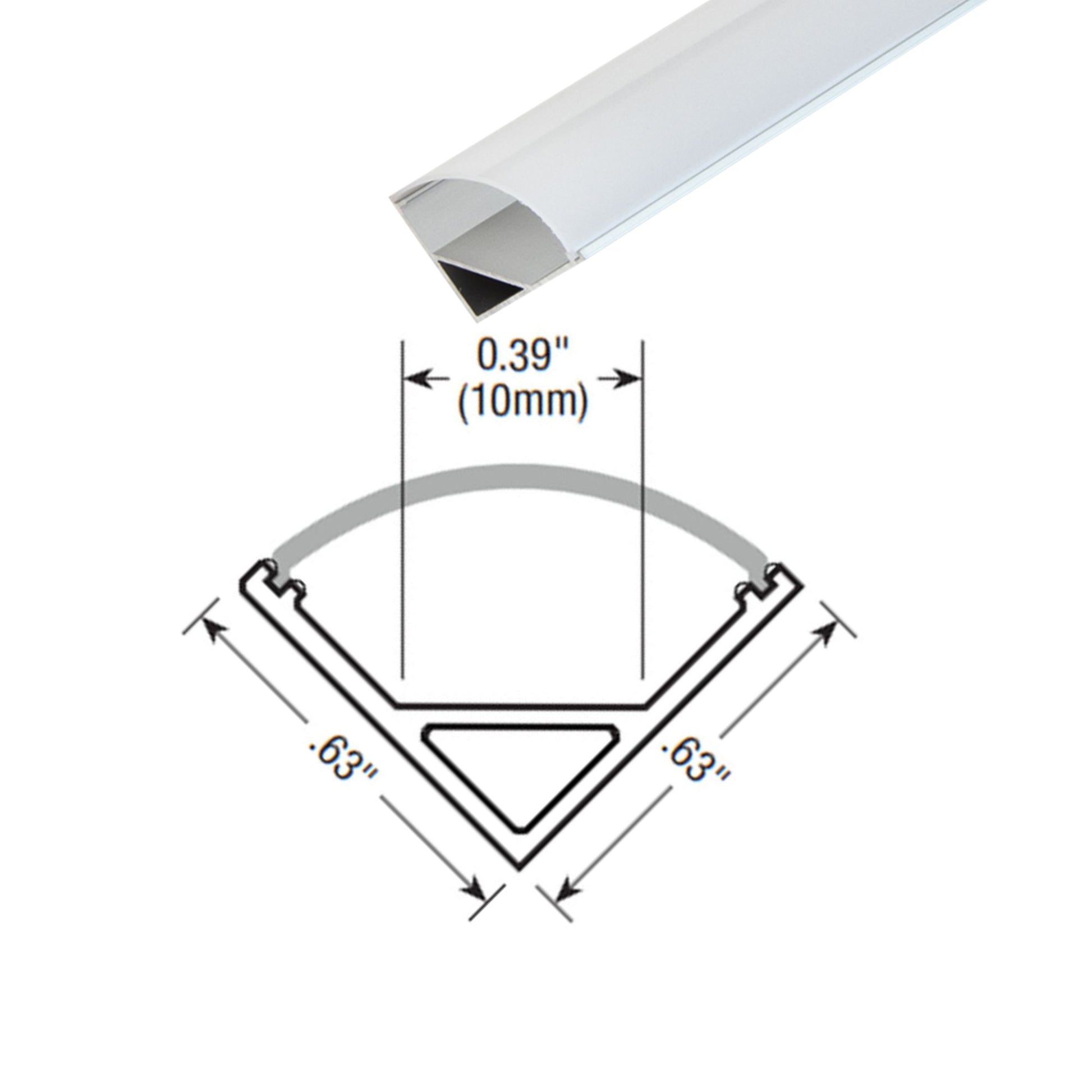 4ft Mini Format Angled 45° Aluminum Mounting Channel - Bees Lighting