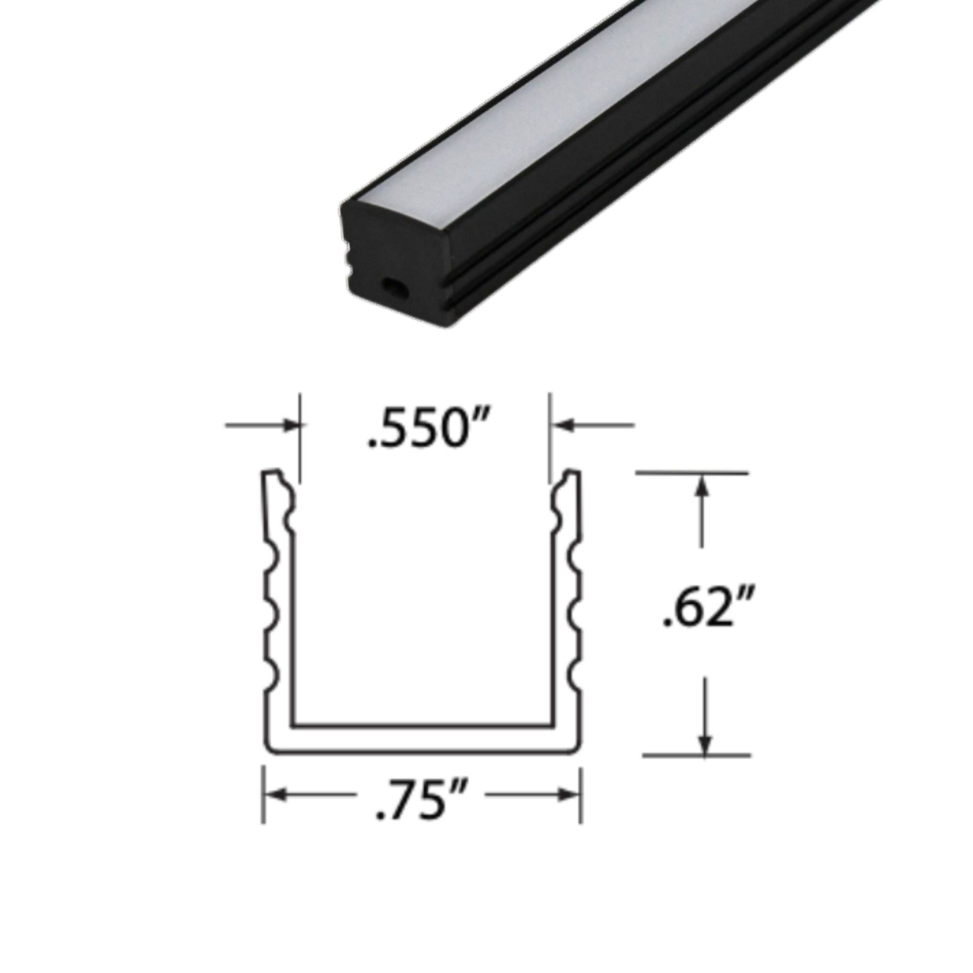 4ft Mini Deep Format Aluminum Mounting Channel, Black - Bees Lighting