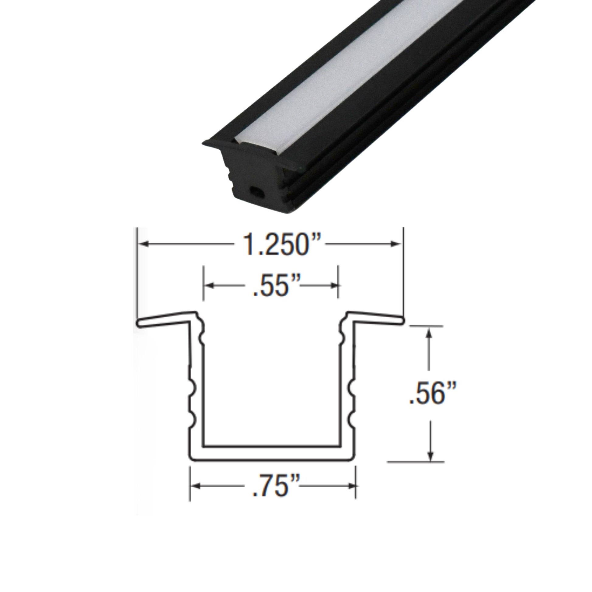 4ft Mini Deep with Flange Aluminum Mounting Channel, Black - Bees Lighting