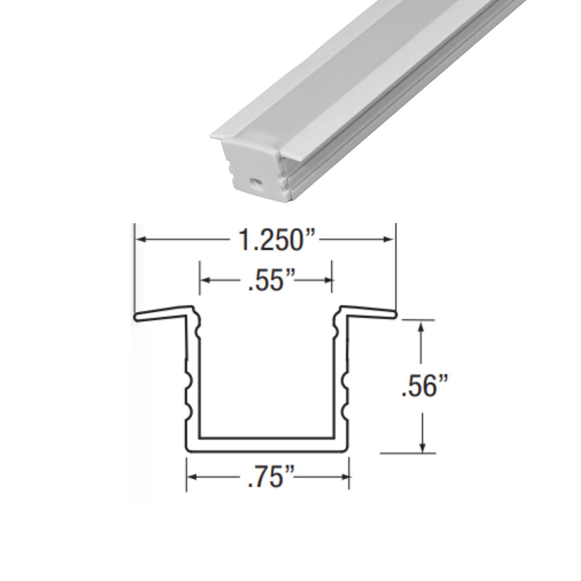 4ft Mini Deep with Flange Aluminum Mounting Channel, White - Bees Lighting