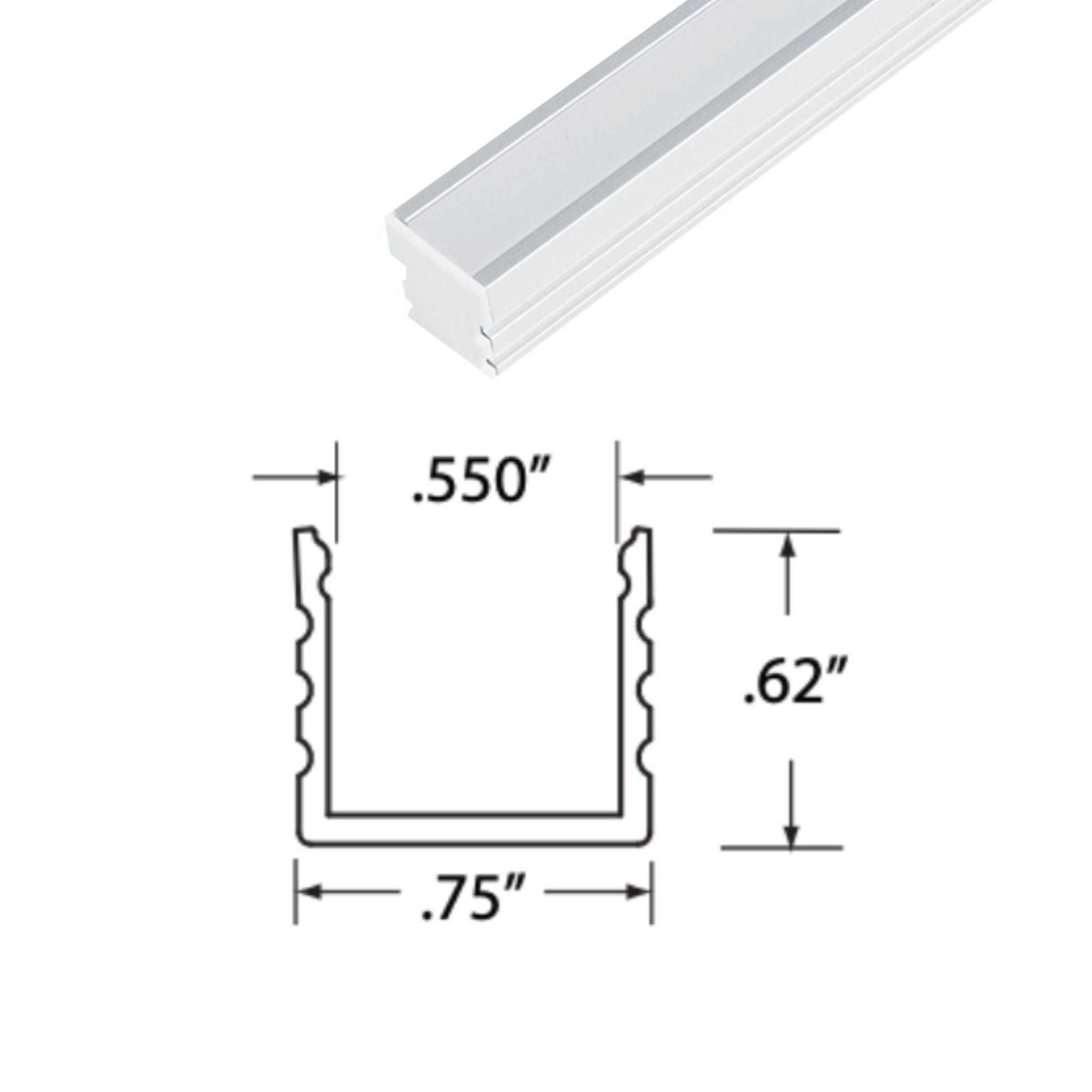 4ft Mini Deep Format Aluminum Mounting Channel, White - Bees Lighting