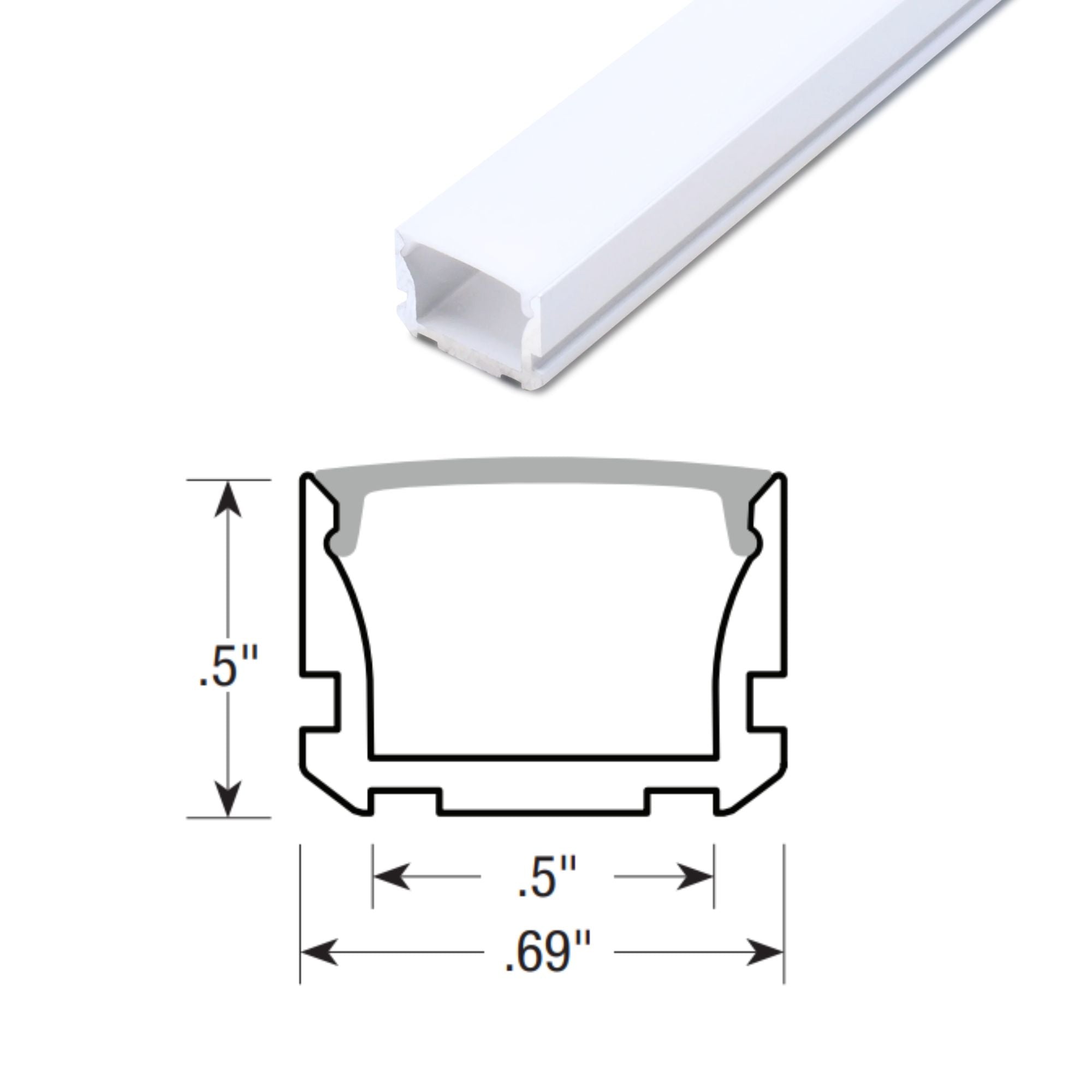 4ft Standard Aluminum LED Mounting Channel, White Finish